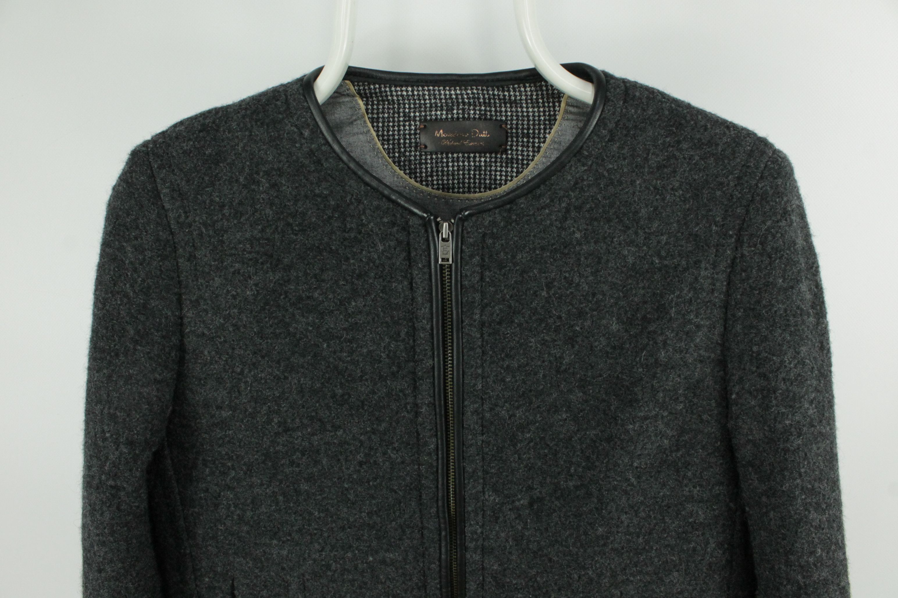 Massimo Dutti Massimo Dutti Gray Wool Leather Trim Bomber Jacket Womens Size S / US 4 / IT 40 - 3 Thumbnail