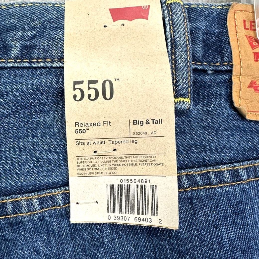 Levi's VINTAGE Levis 550 Big & Tall Jeans Mens 44X30 Blue Denim 5 Pocket Relaxed Tapered Red Tab Jeans NEW Size US 44 / EU 60 - 7 Thumbnail