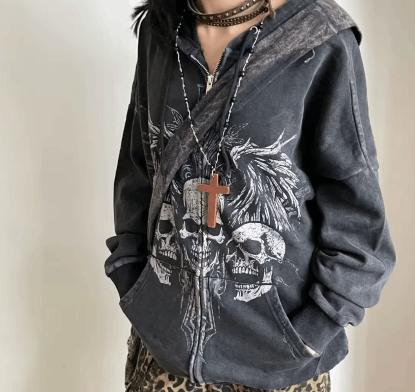Japanese Brand 25 Y2k Vintage Fashion Print Zip Up Hoodies Size US XL / EU 56 / 4 - 3 Thumbnail