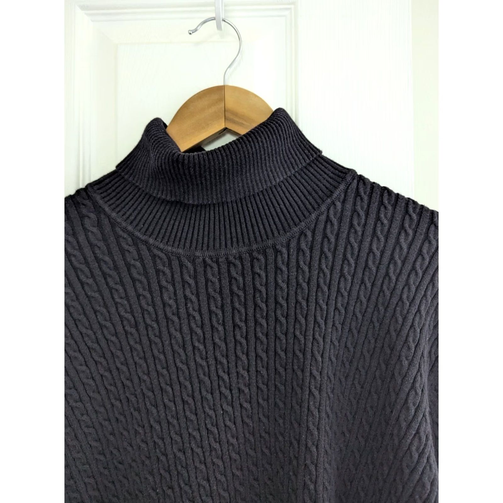 Anne Klein Anne Klein Sweater Women's XXL Black Cable-Knit Turtleneck Stretch Pullover Regular Size XXL / US 16-18 / IT 52-54 - 4 Thumbnail