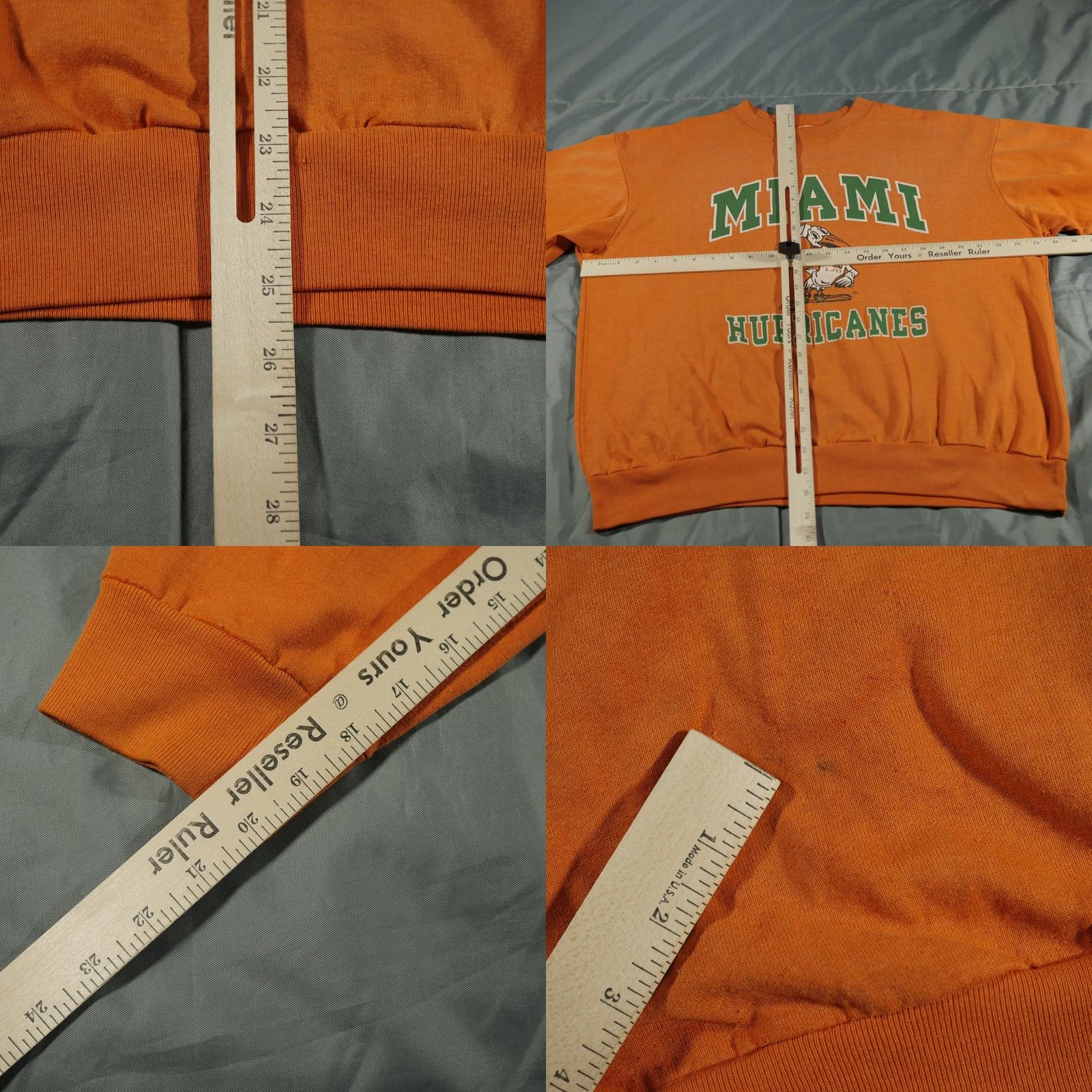 Vintage VINTAGE Miami Hurricanes Sweater Mens XL Orange Sebastian 70s Ibis Shirt Pullover Crew Neck Cotton Blend Fleece Logo All Seasons Classic Knits/Outdoor Size US XL / EU 56 / 4 - 8 Thumbnail