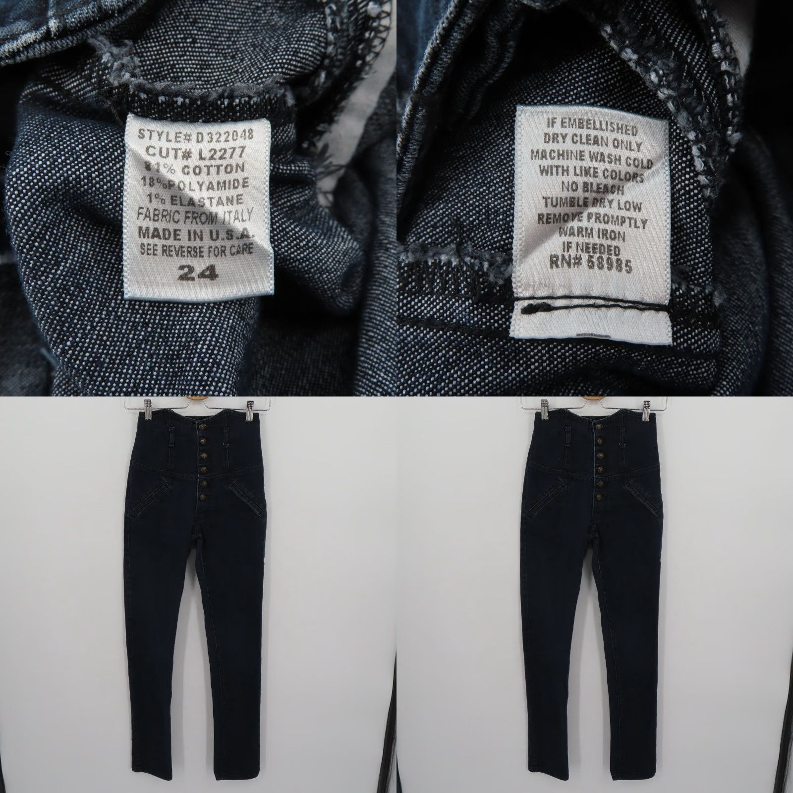 Vintage Era Of Chaos Jeans Women 24 Dark Blue Den​im Button Fly Cotton Blend Regular Ankle Pockets Vintage No Size 42" / US 20 - 8 Thumbnail