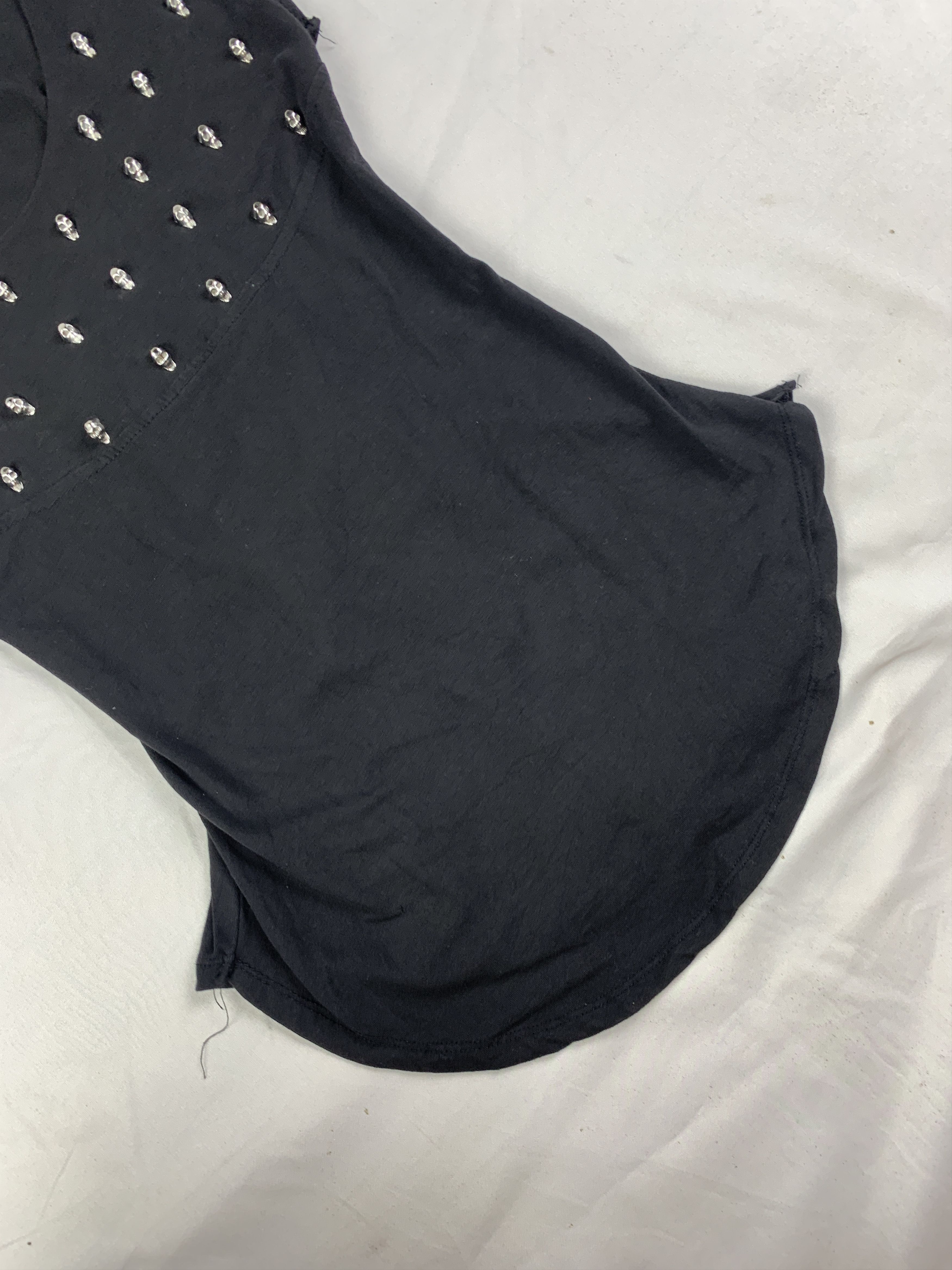 Japanese Brand B with U Black Lace Skull Studded Sleeveless Top (S) Size S / US 4 / IT 40 - 8 Thumbnail