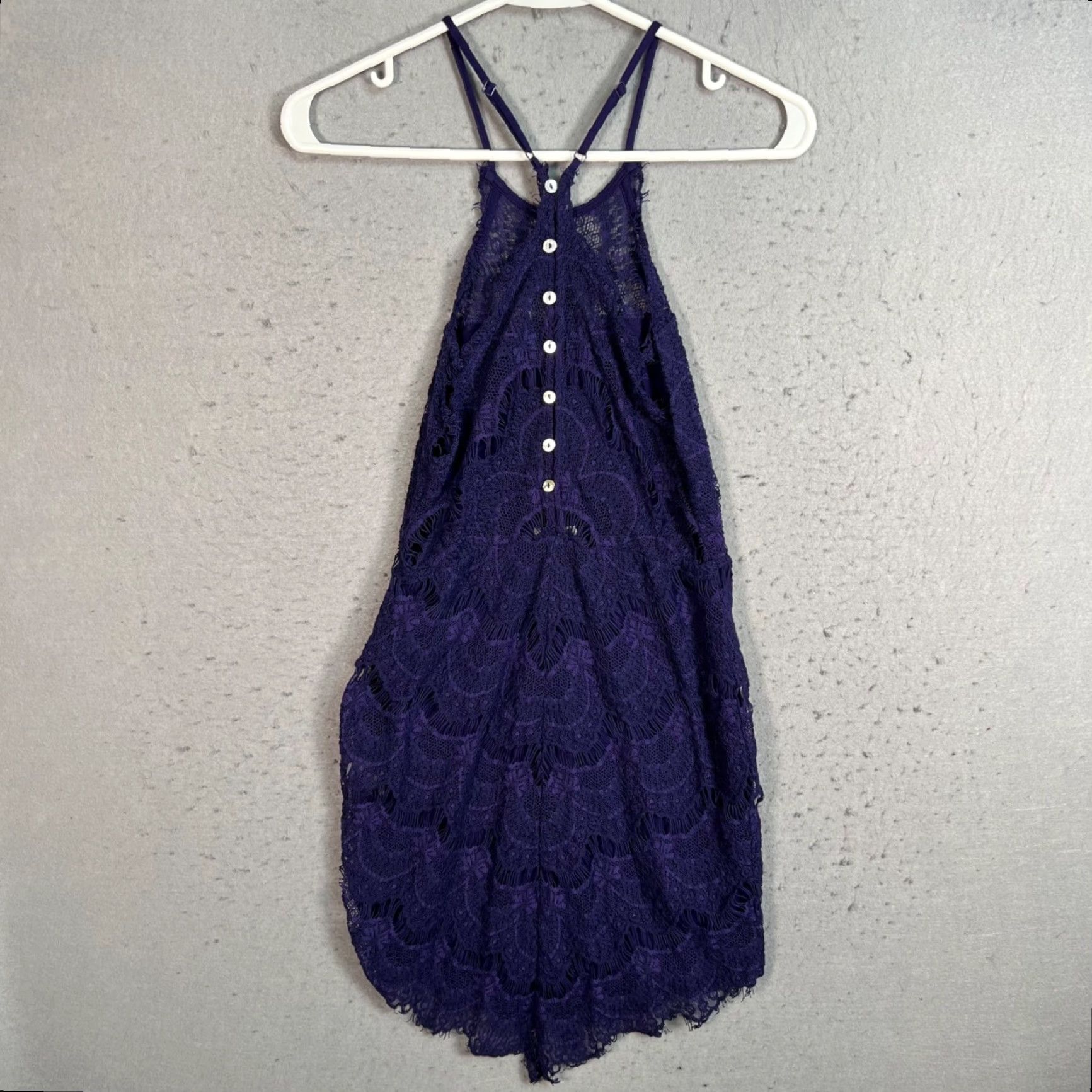 Free People VINTAGE Free People Dress Halter Lace Purple A-Line Womens Small Sleeveless Short Size S / US 4 / IT 40 - 2 Thumbnail