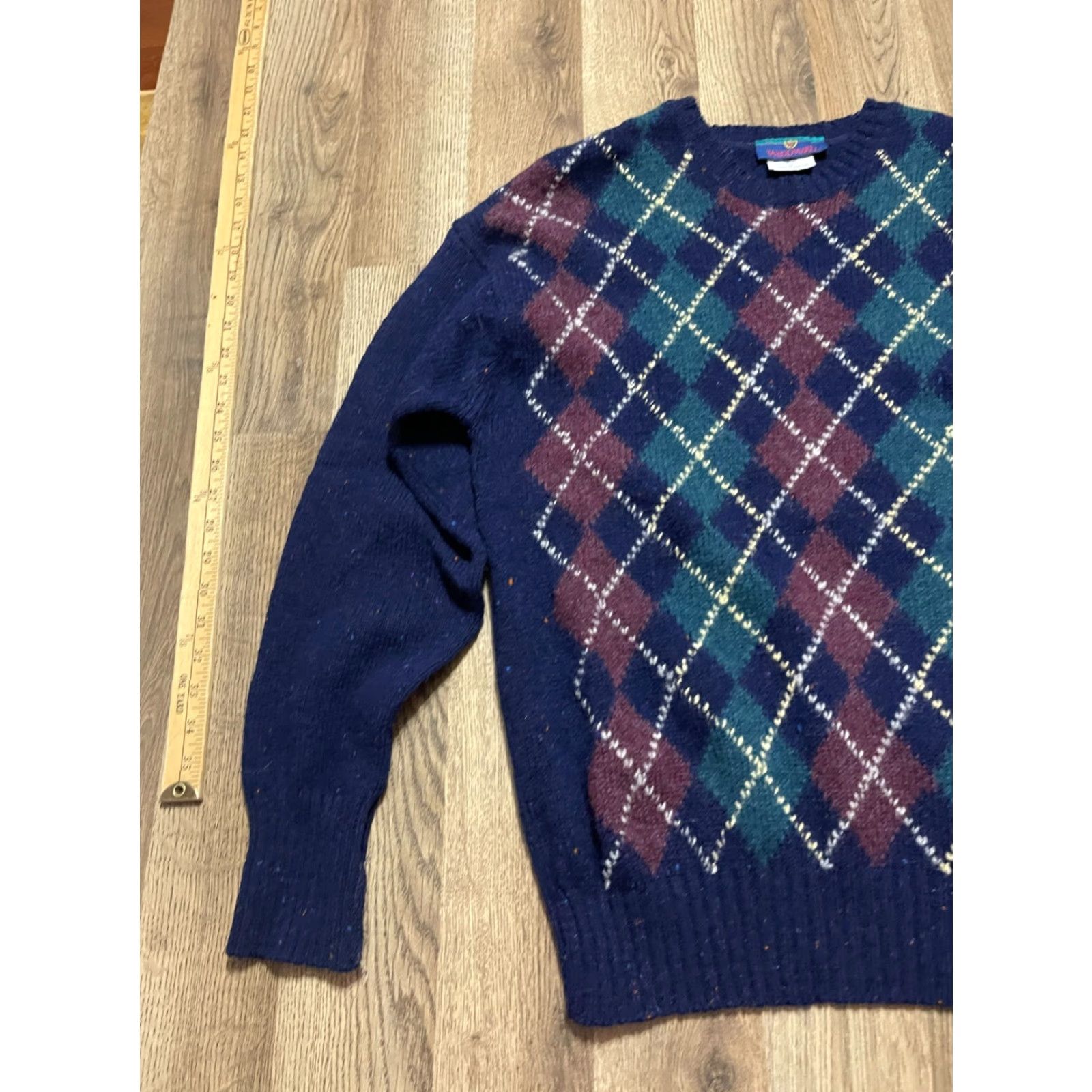Vintage Woodward Sweater, Men's Size Medium, Pullover, Crew Neck, Long Sleeve, Regular Fit, Brown, Blue Green, Vintage Size US M / EU 48-50 / 2 - 4 Thumbnail