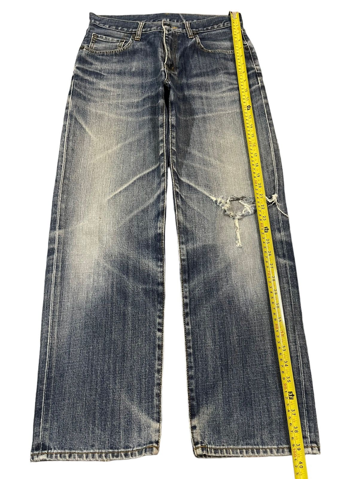 Uniqlo Vintage Japanese Uniqlo Blue Wash Style Distress Jeans Size US 30 / EU 46 - 10 Thumbnail