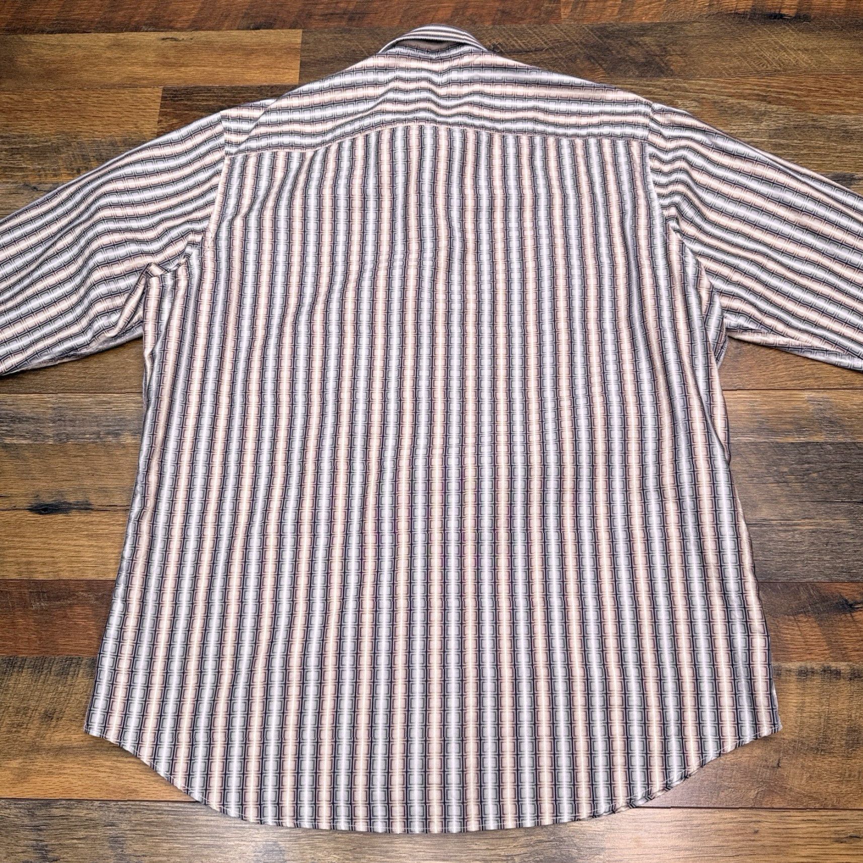Johnston & Murphy Johnston & Murphy Shirt Mens Large Tan Geometric Button Up Slim Fit Long Sleeve Brown cotton Button-Up Size US L / EU 52-54 / 3 - 4 Thumbnail