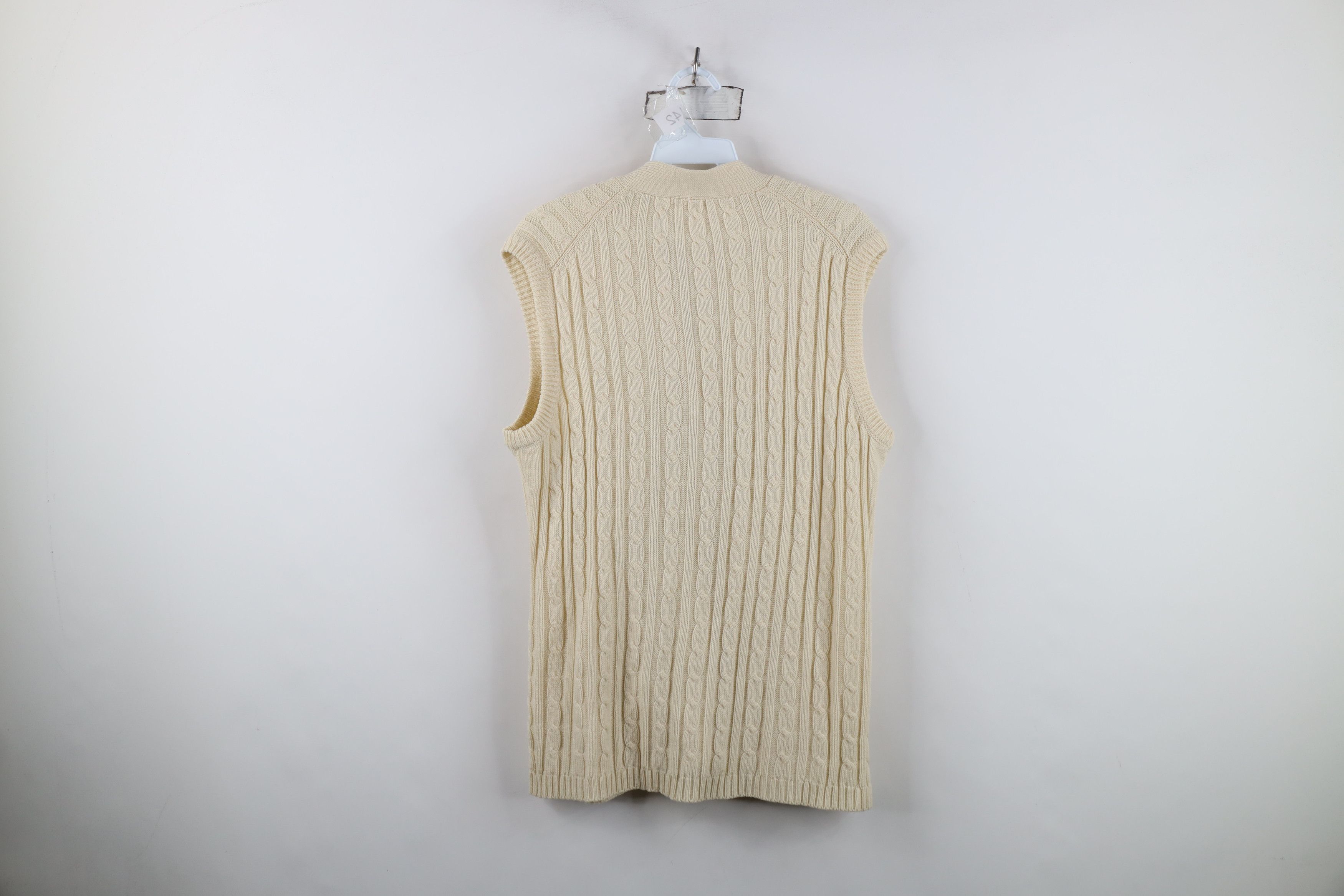 Vintage Vintage 70s Streetwear Chunky Cable Knit Sweater Vest Beige Size M / US 6-8 / IT 42-44 - 11 Thumbnail