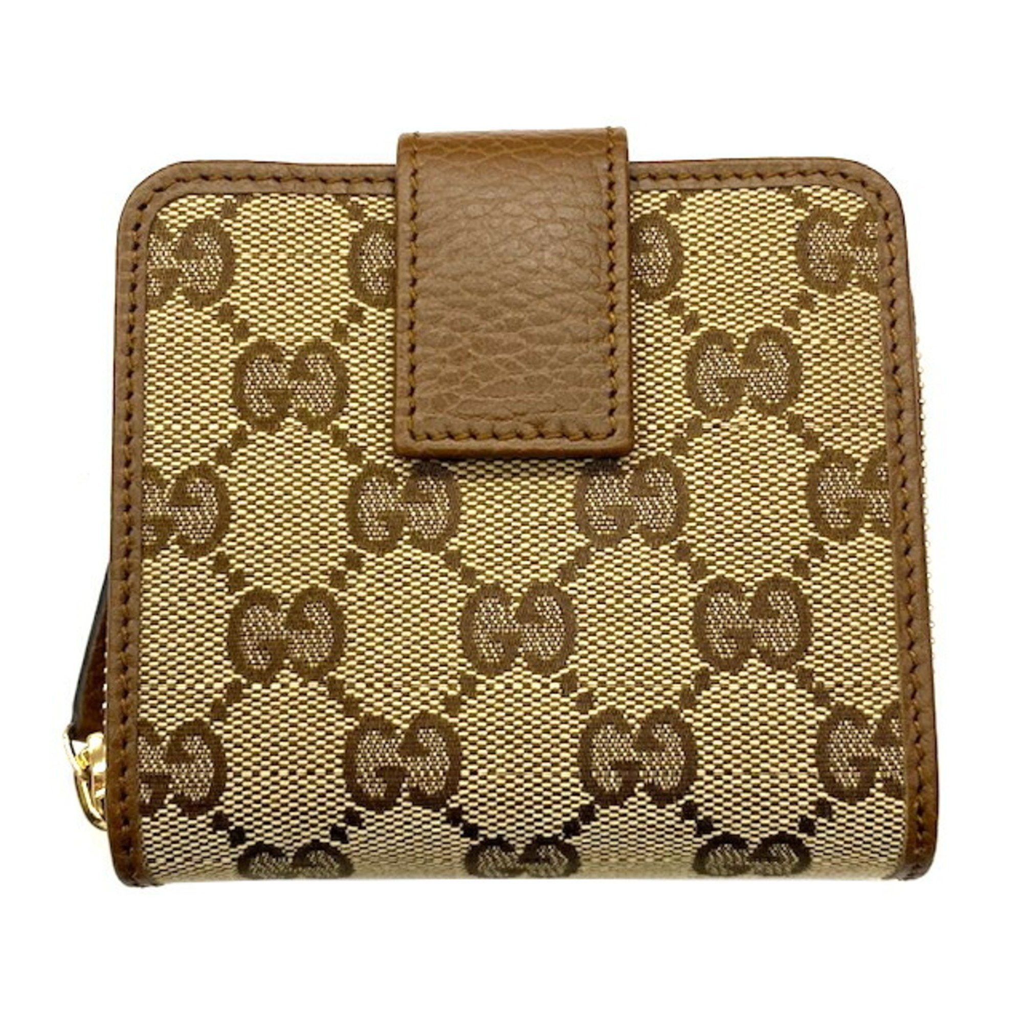 image of Gucci Bi-Fold Wallet GG Canvas Brown 346056 in Beige, Women's