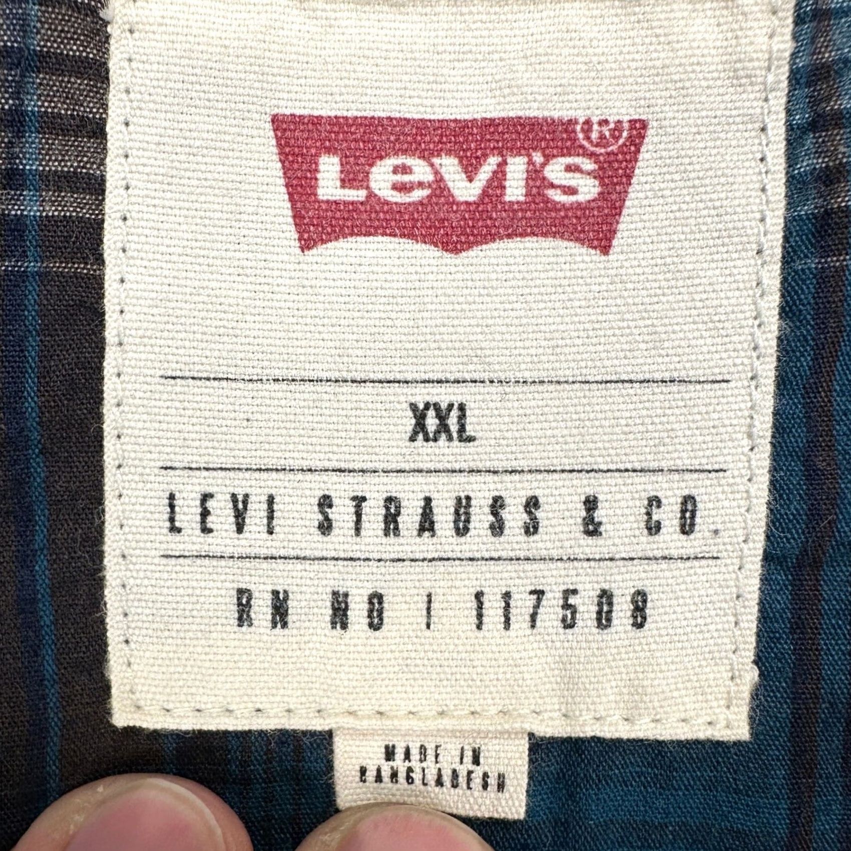 Levi's Levi's Mens 2XL Blue Gray Plaid Button Up Shirt Western Pearl Snap Flap Pocket Size US XXL / EU 58 / 5 - 4 Thumbnail