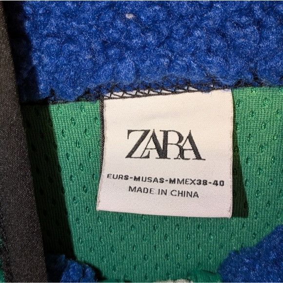 Zara Zara Colorblock Sherpa Fleece Vest EUR 40 M Blue Teal Cream Size US M / EU 48-50 / 2 - 6 Thumbnail