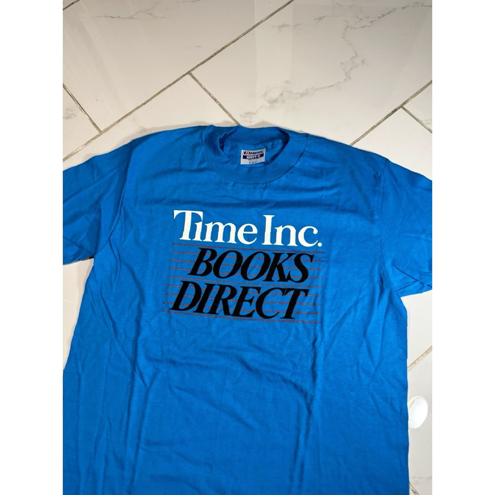 Hanes VINTAGE 80s Hanes T-Shirt Medium Blue Time Inc Books Direct Promo Published Direct Blue Size US M / EU 48-50 / 2 - 4 Thumbnail