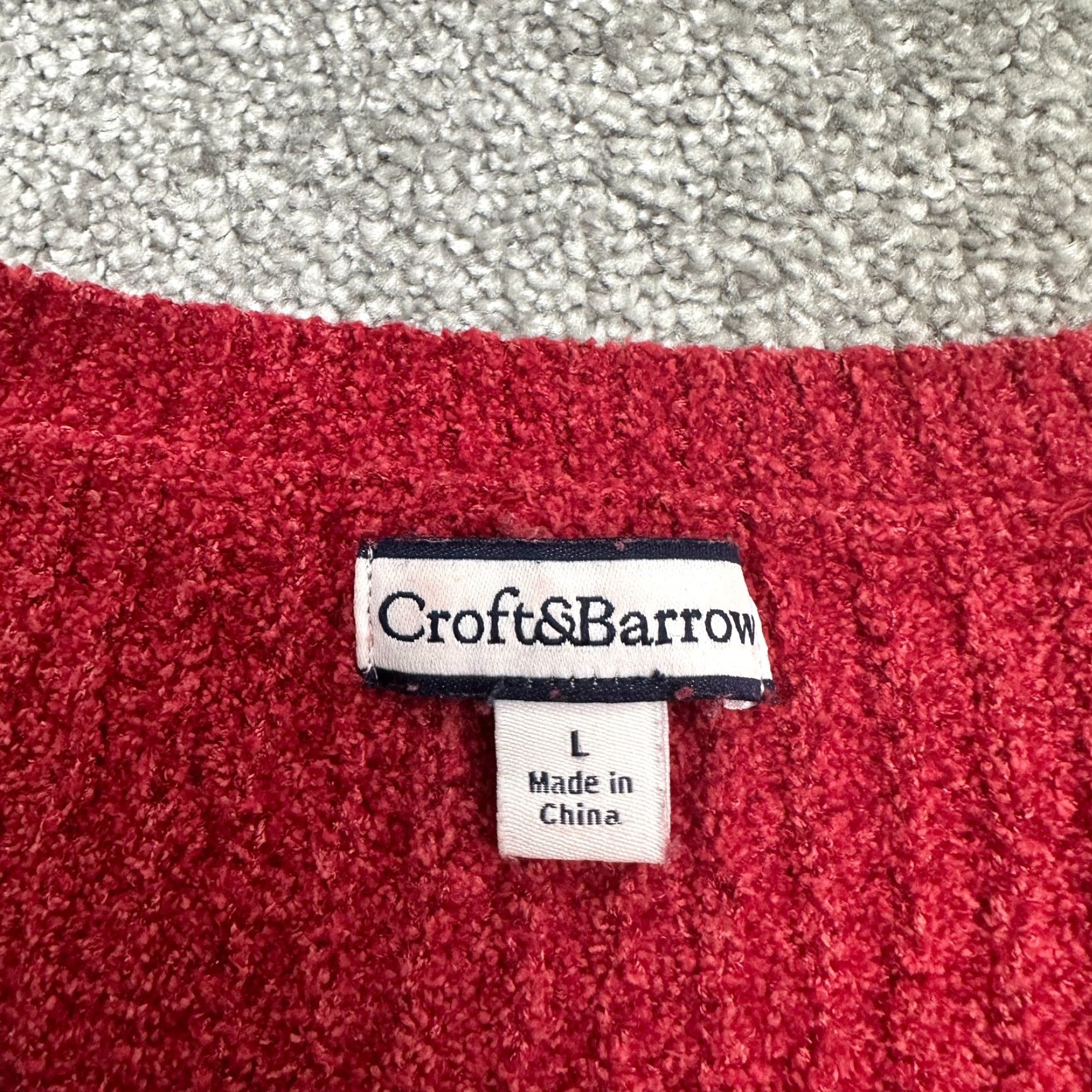 Croft & Barrow Croft & Barrow Pullover Sweater Women Large Red V-Neck Nylon Knit Casual Classic Size L / US 10 / IT 46 - 4 Thumbnail
