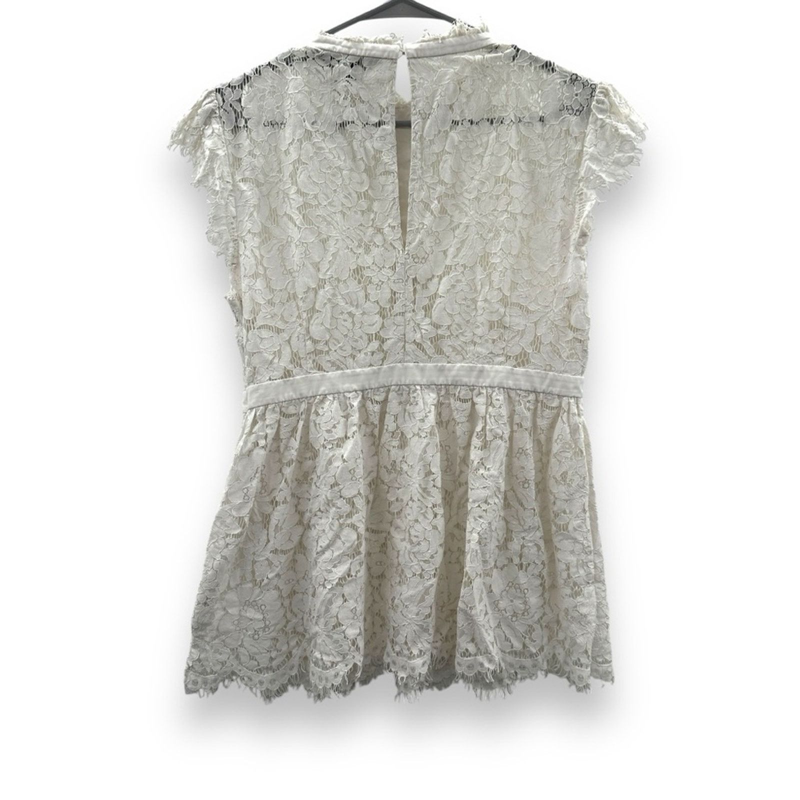 Rachel Zoe RTR Rachel Zoe Jamie White Floral Lace Mock Neck Top Sz 12 Size XL / US 12-14 / IT 48-50 - 4 Thumbnail