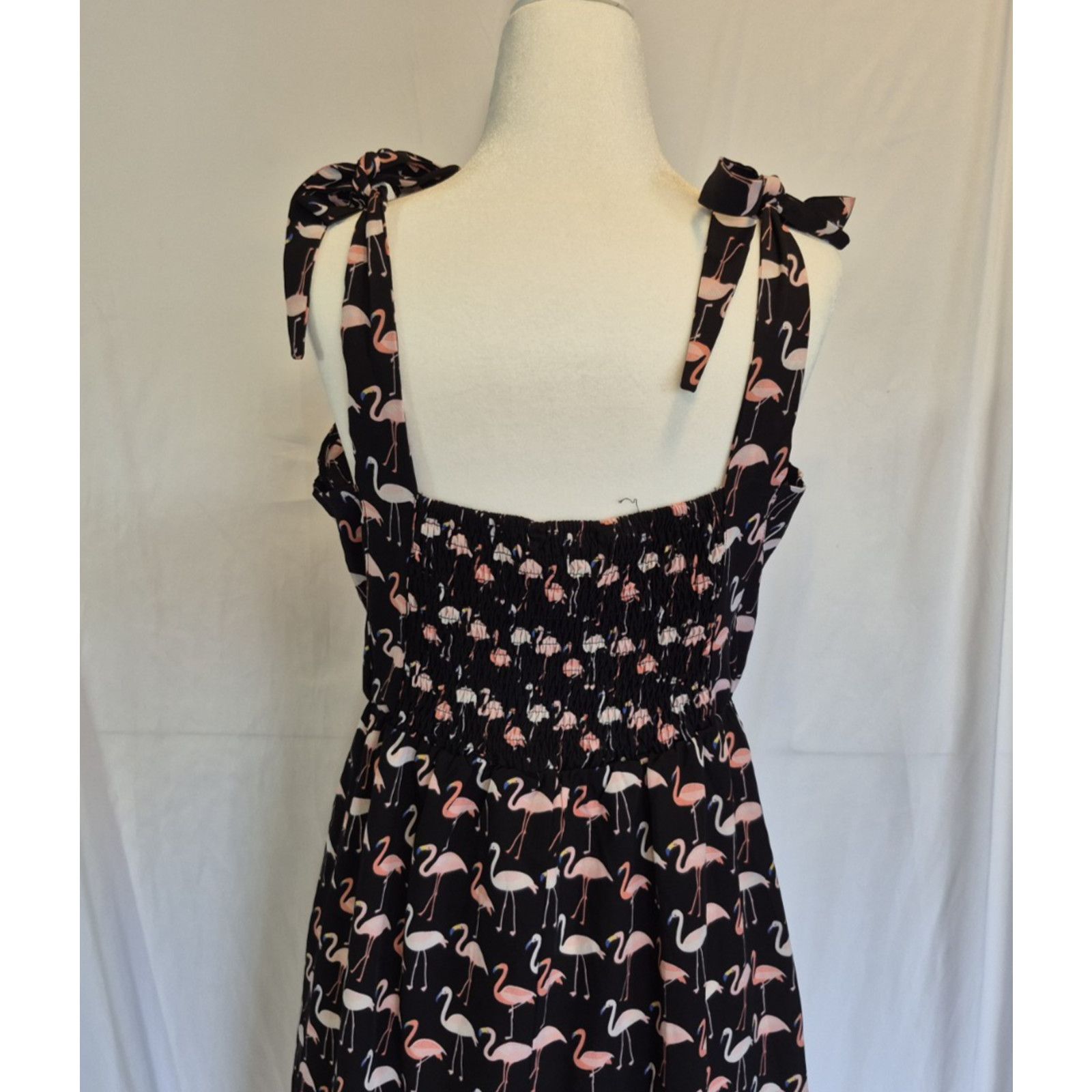 Other New Yumi Black Smocked Pink Flamingo Print Flare Dress US 8 Size M / US 6-8 / IT 42-44 - 6 Thumbnail