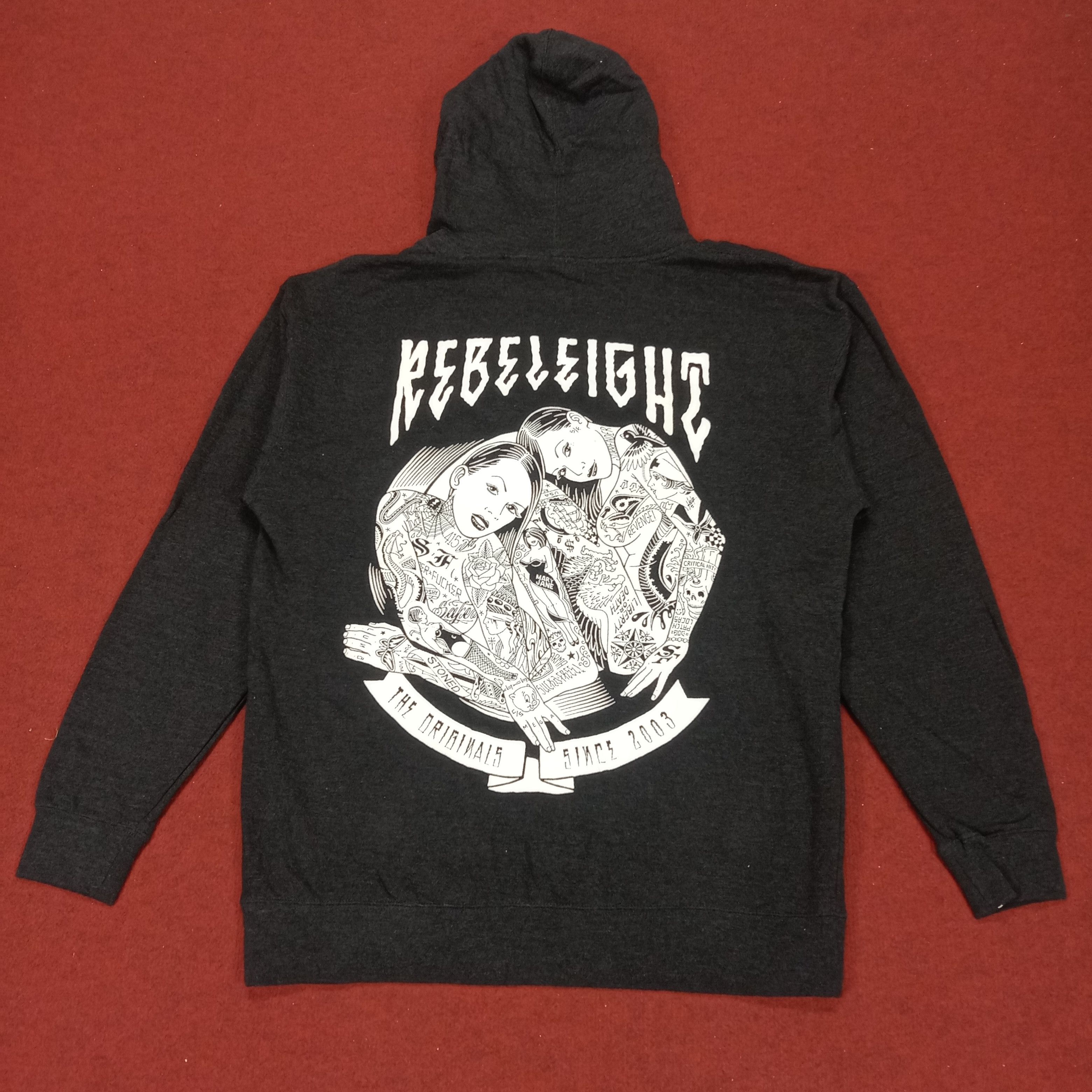 image of Rebel 8 Rebel Eight Rock Punk Style Streetwear Zipper Hoodies in Black, Men's (Size XL)