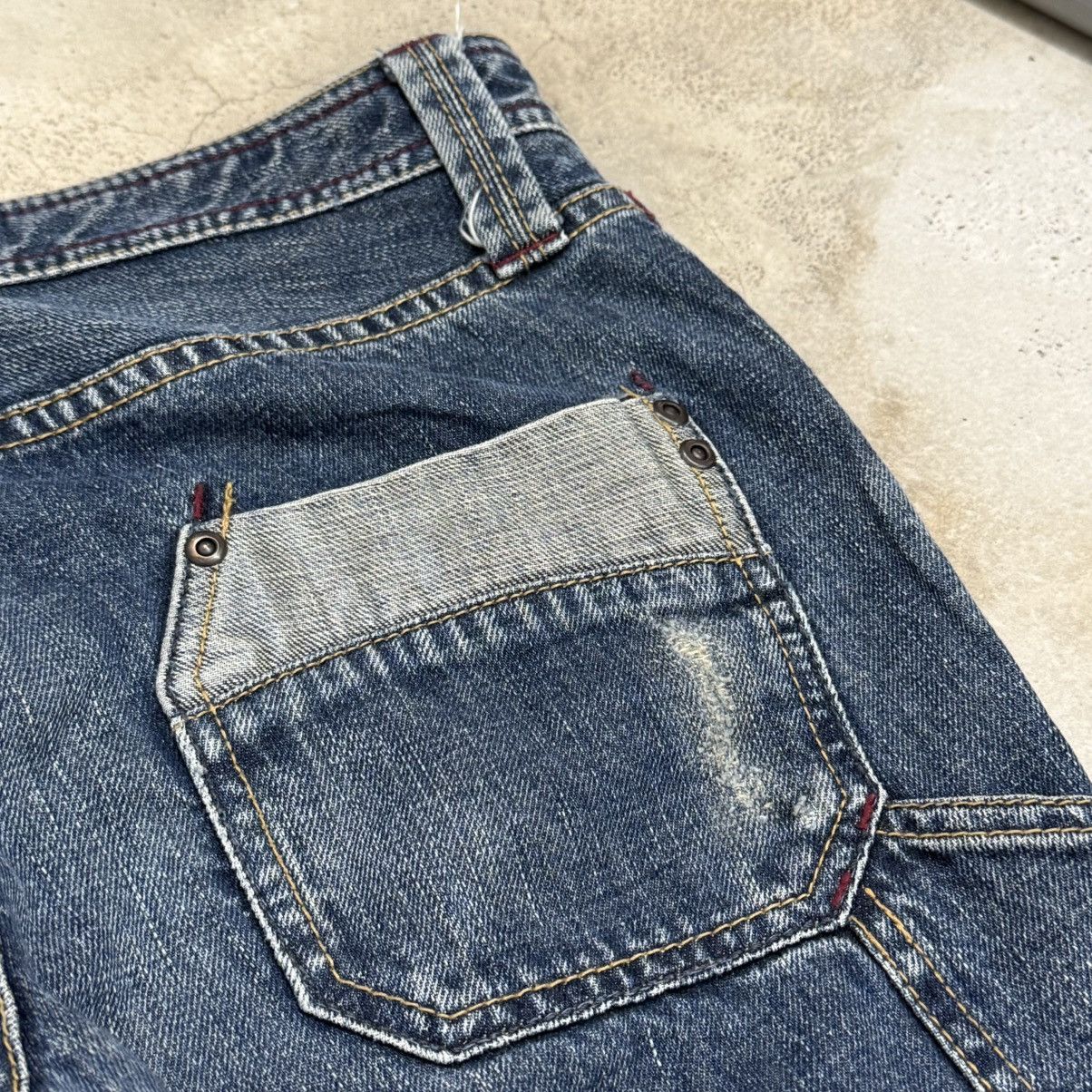 Japanese Brand Back Number Flare Carpenter Whisker Denim Pants Size US 31 - 19 Thumbnail