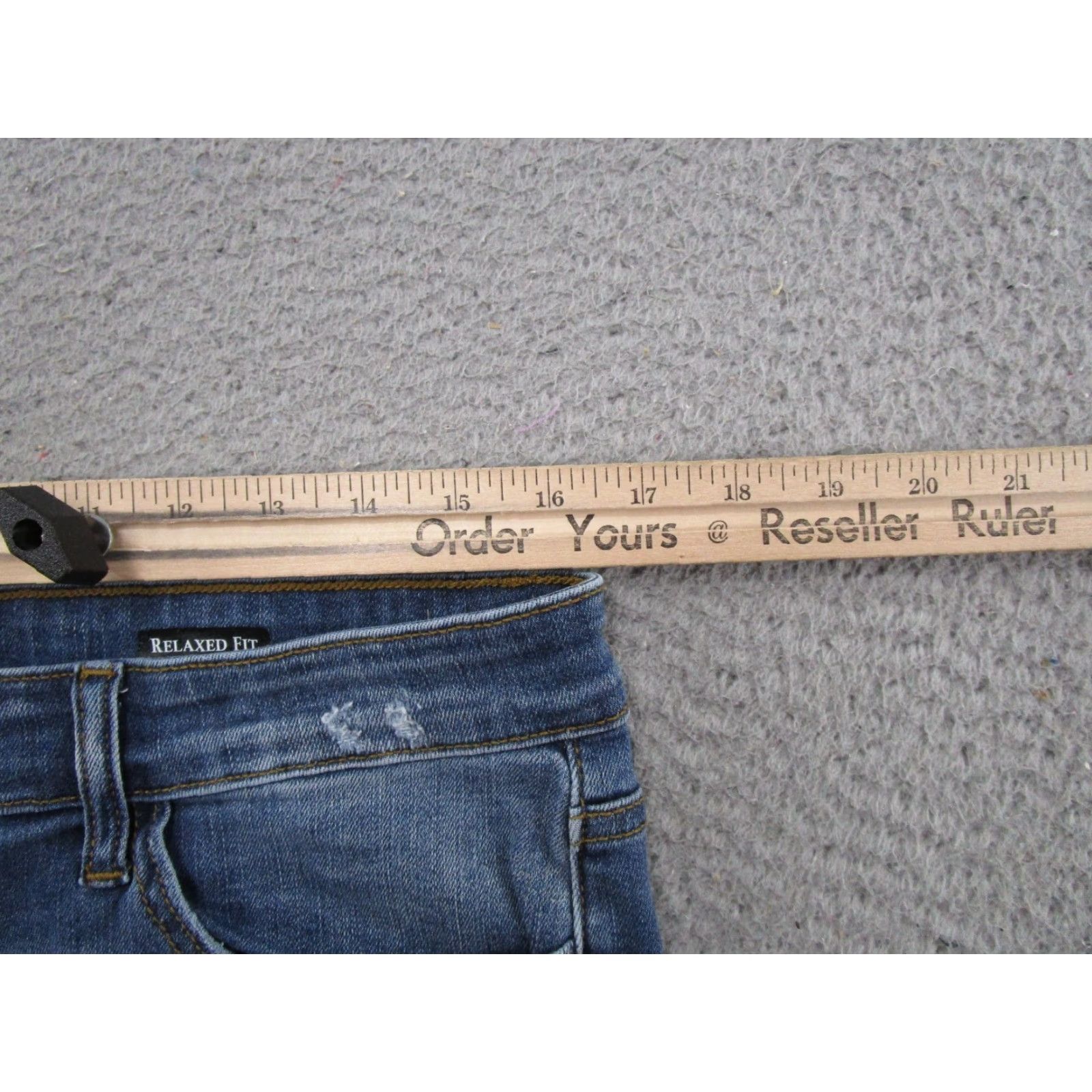 Denime Judy Blue Jeans Distressed Stretch Denim Straight Womens Size 15x32 Blue 5-Pocket Design Vintage No Size 36" / US 14 / IT 50 - 6 Thumbnail