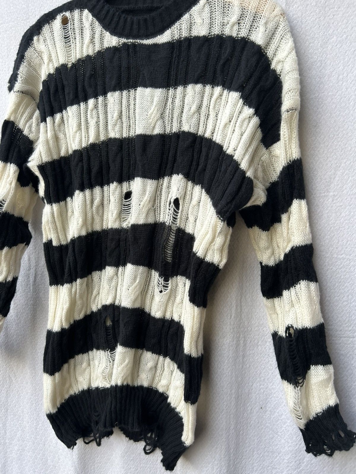 If Six Was Nine × Japanese Brand × Le Grande Bleu (L.G.B.) Distressed Crazy Mohair Grunge Knitted Stripe Styled Size US L / EU 52-54 / 3 - 3 Thumbnail