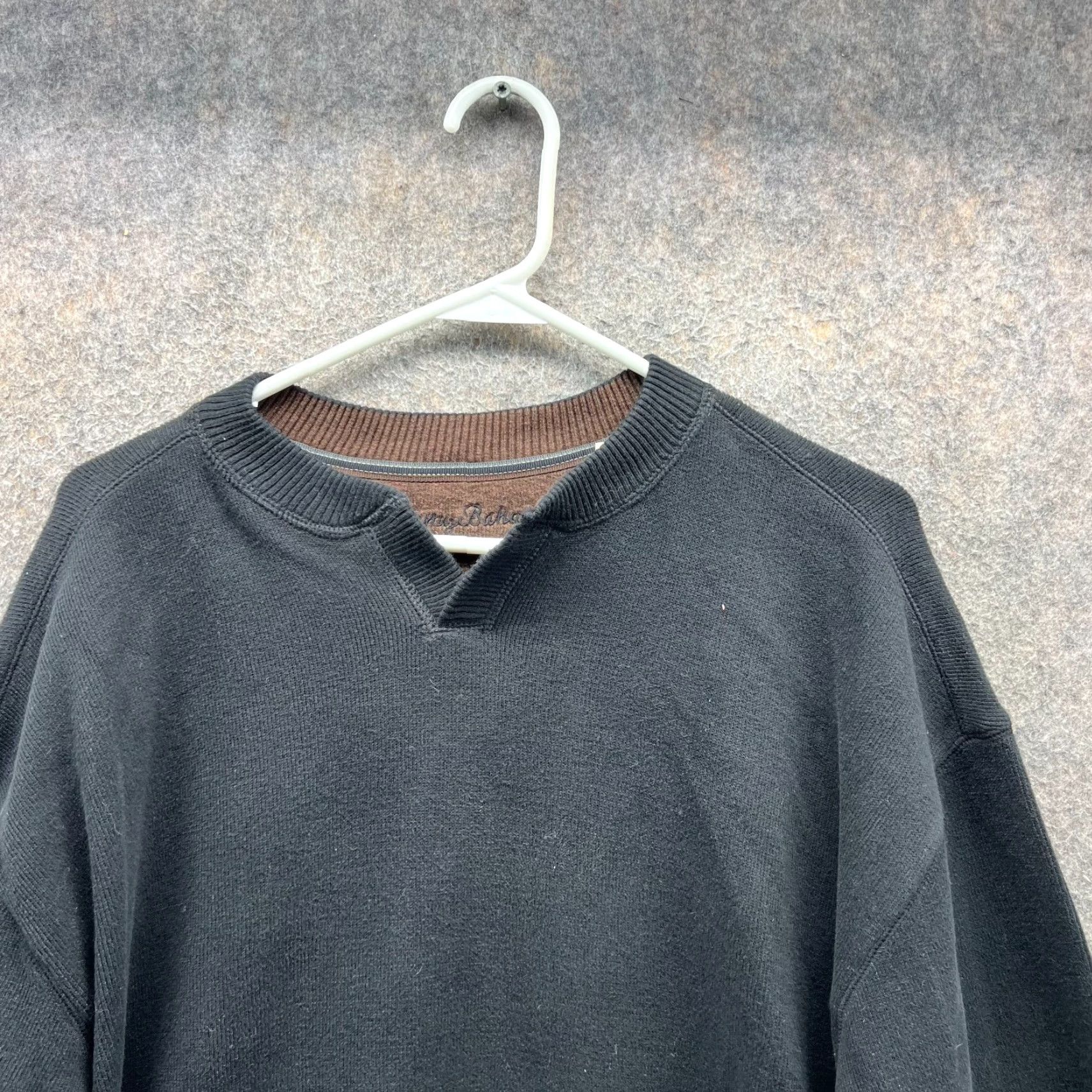 Tommy Bahama VINTAGE Tommy Bahama Pullover Sweater Mens Large Black Reversible Fleece Cotton Crew Neck Short Sleeve? Size US L / EU 52-54 / 3 - 4 Thumbnail