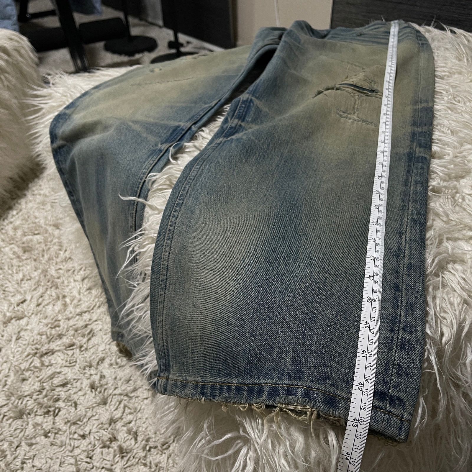 If Six Was Nine × Japanese Brand × Vintage Vintage Faded Wash Distressed Wideleg Baggy Denim Jeans Blue Size US 31 - 15 Thumbnail