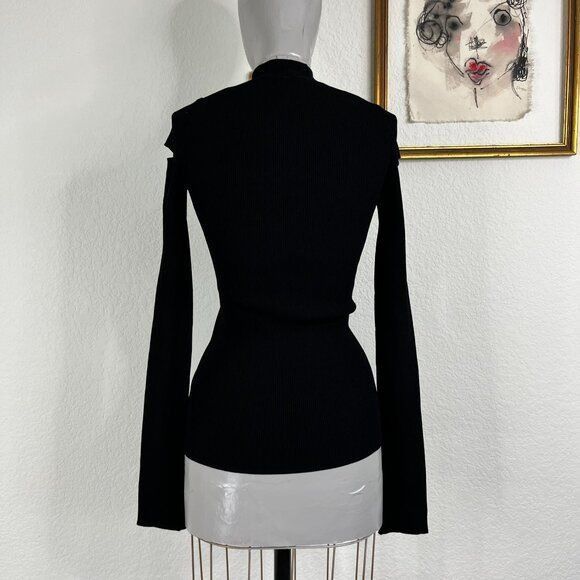 Helmut Lang Helmut Lang Ribbed Slash Shoulder Sleeve Mock Neck Top Size S / US 4 / IT 40 - 5 Thumbnail