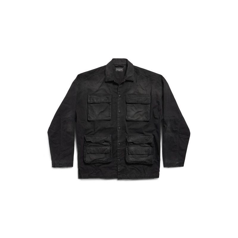 Balenciaga o1mt1gz0226 BB Corp Cargo Shirt Large Fit In Black Size US L / EU 52-54 / 3 - 1 Thumbnail