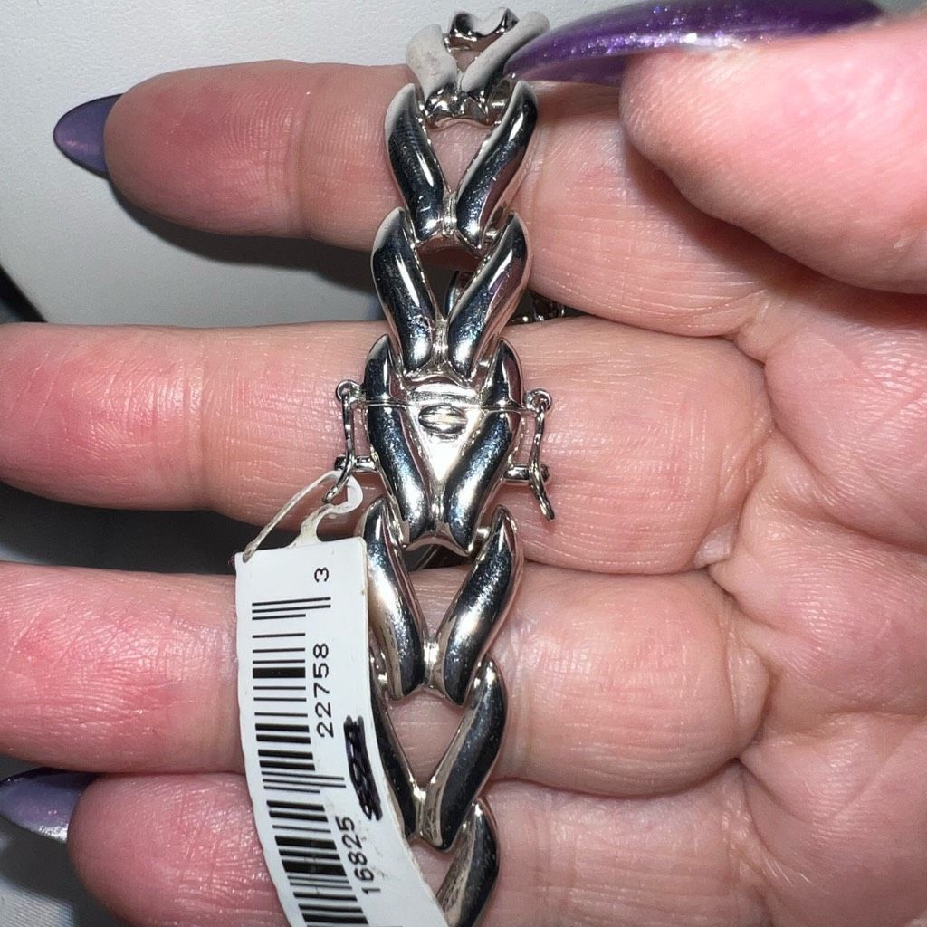 Other Rhodium Plated Bronze Chevron Link With Double Lock Bracelet Size ONE SIZE - 3 Thumbnail