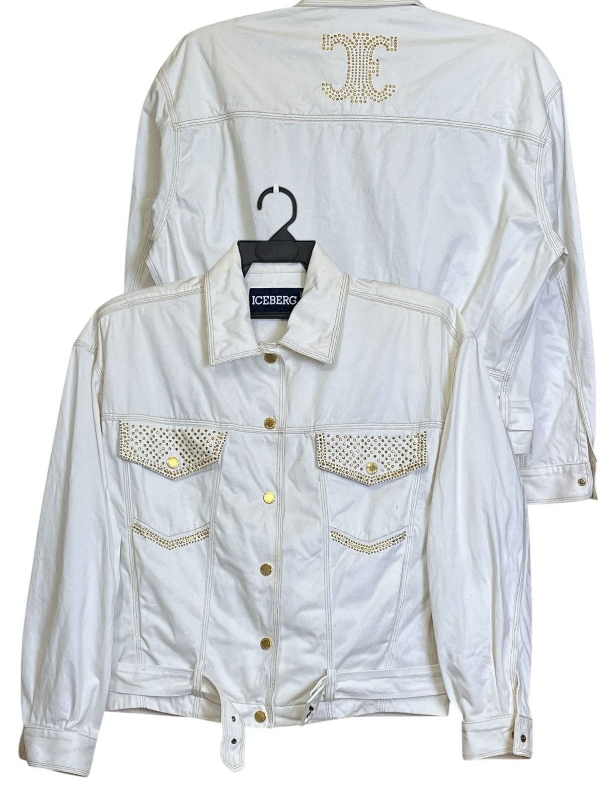 Iceberg VINTAGE 1992 ICEBERG STUDDED LOGO/BELT TRUCKER DENIM JACKET Size US L / EU 52-54 / 3 - 1 Thumbnail