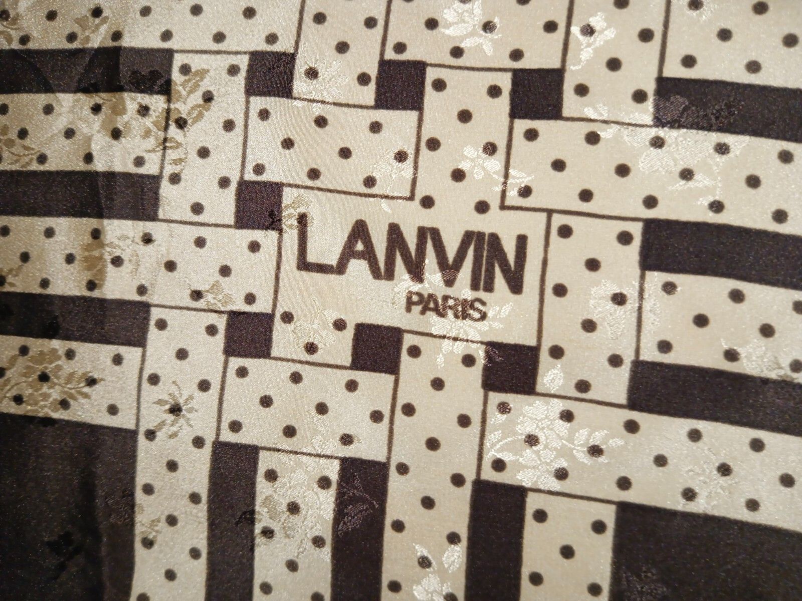 Lanvin LANVIN Paris France Geometric Brown Beige Silk Scarf Size ONE SIZE - 2 Thumbnail