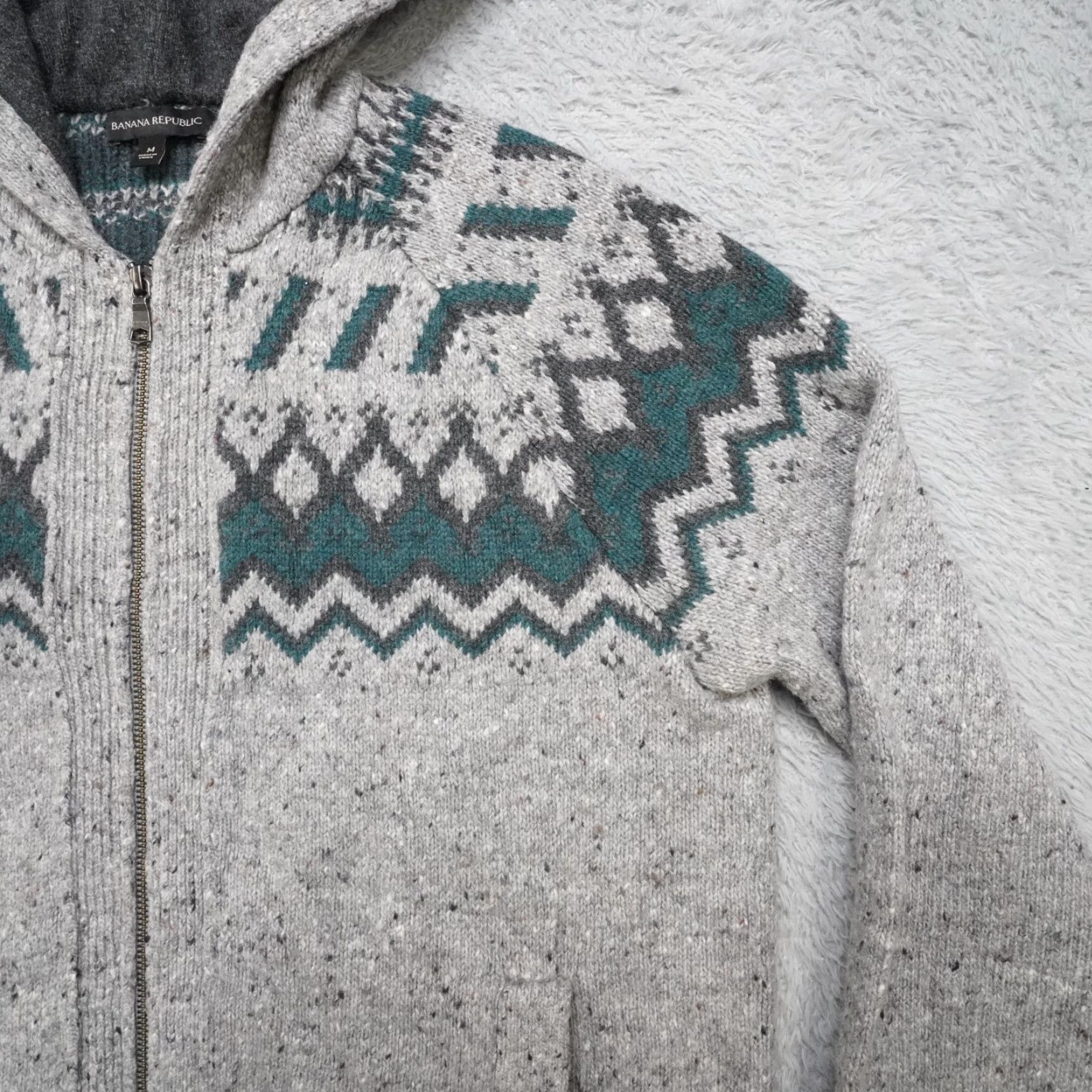 Banana Republic Banana Republic Jacket Mens M Gray Nordic Print Wool Blend Cardigan Knit Sweater Fall Winter - Mens Size US M / EU 48-50 / 2 - 5 Thumbnail