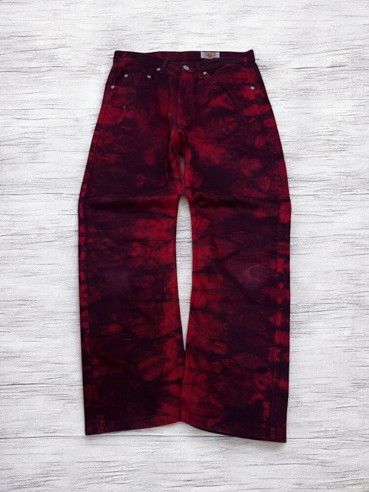 Vintage Big John Red Smoke Wash Tie Dye Jeans Japanese Streetwear Size US 29 - 1 Thumbnail