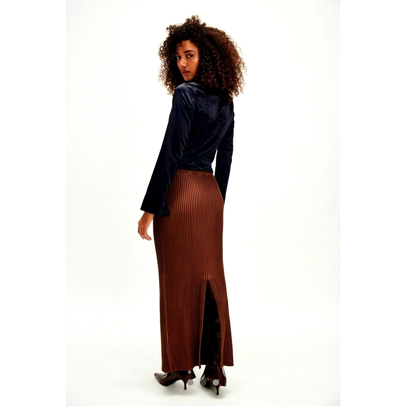 Free People Free People Clara Hi Rise Knit Maxi Skirt Brown Combo size S Size 27" / US 4 / IT 40 - 3 Thumbnail