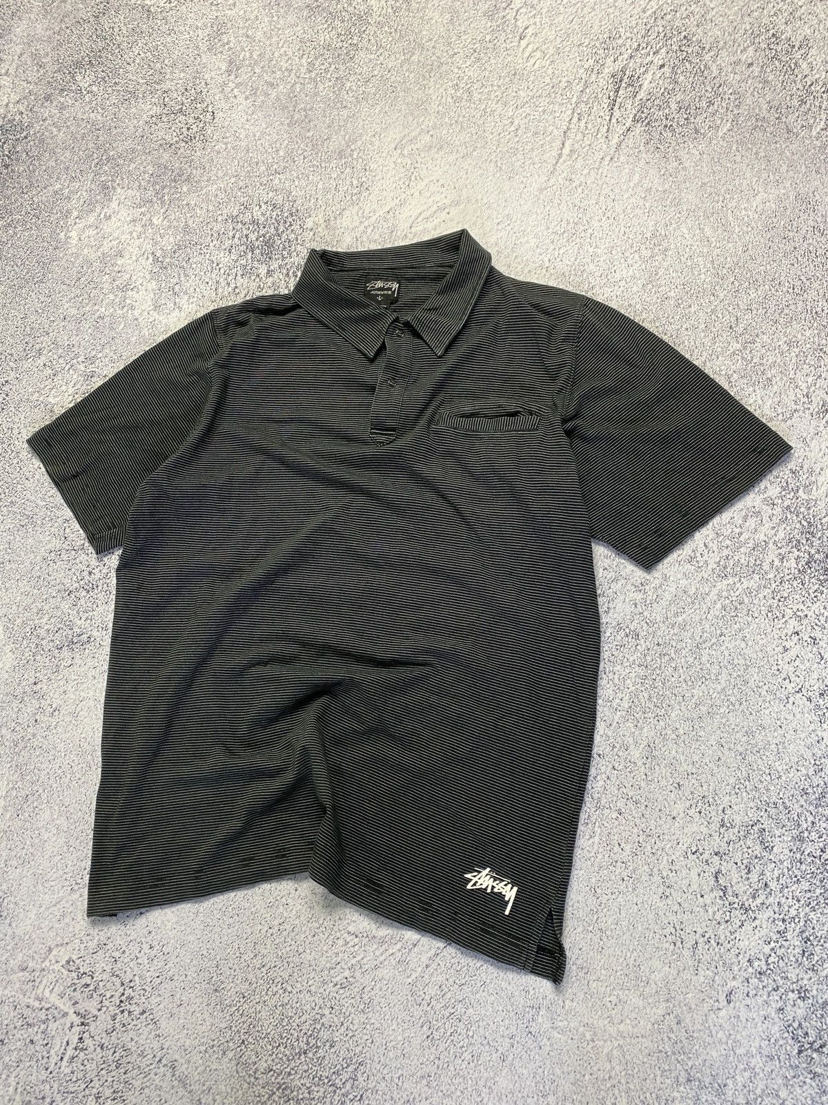 Stussy × Vintage Vintage Stussy Pocket Polo T-shirt Striped Rare Size US L / EU 52-54 / 3 - 2 Thumbnail