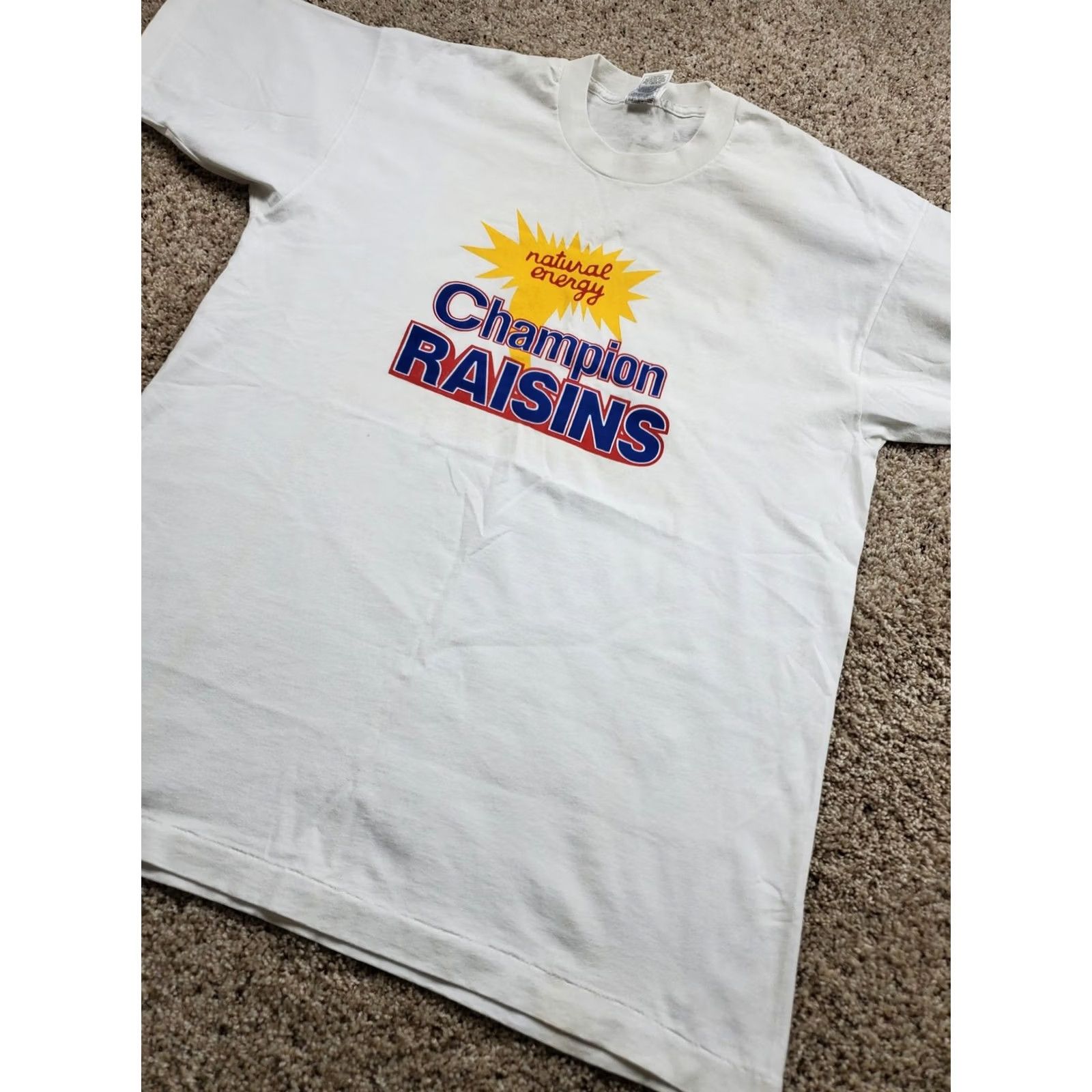 Fruit Of The Loom VINTAGE Champion Raisins Shirt Mens XL White Fruit of the Loom Graphic Promo 90s Size US XL / EU 56 / 4 - 2 Thumbnail
