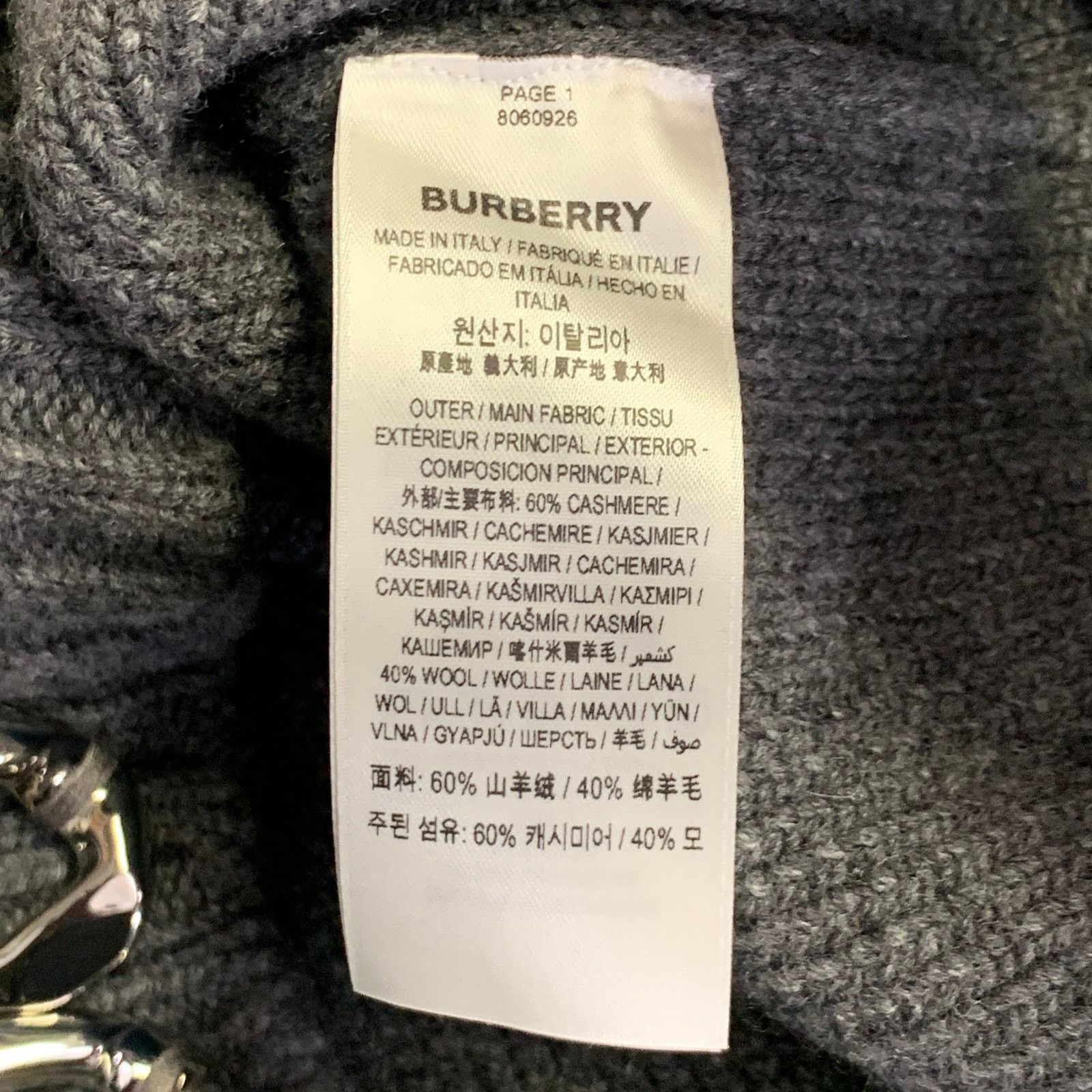 Burberry BURBERRY Grey Embellishment Cashmere Wool Crew Neck Sweater Size US XS / EU 42 / 0 - 6 Thumbnail