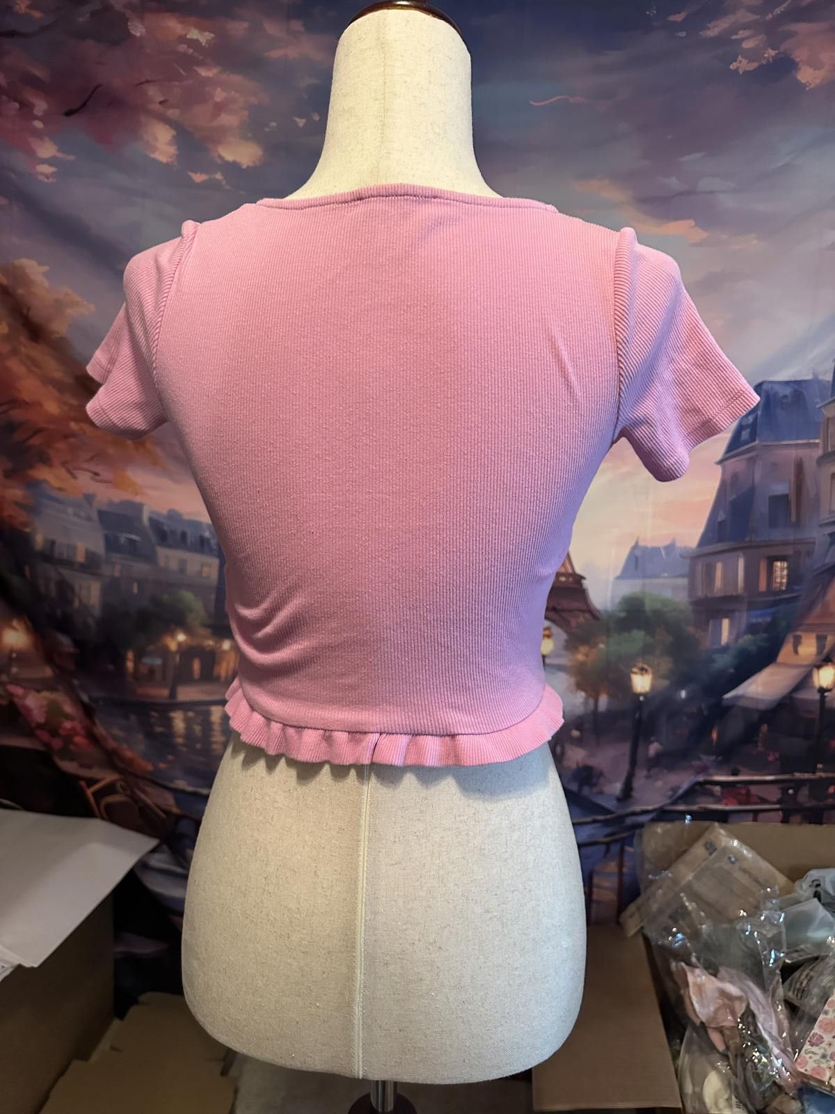 Zara Zara Pink Ruched Drawstring Crop Top Size M Size M / US 6-8 / IT 42-44 - 3 Thumbnail