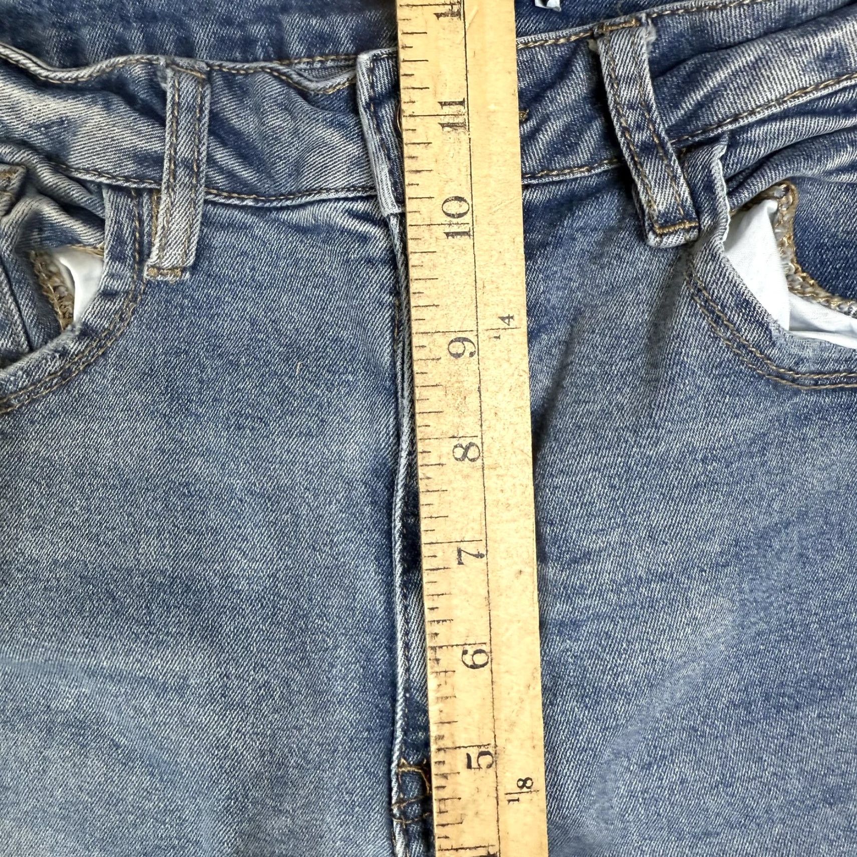Vintage Kancan Jeans Wide-Leg Women 29 Blue Light Wash Distressed Hem Black Size 29" - 4 Thumbnail