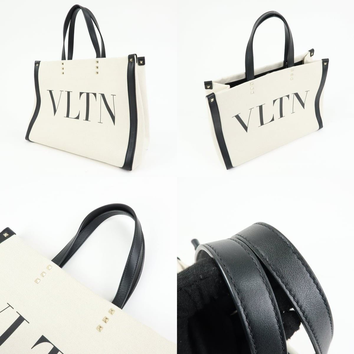 Valentino Valentino Rockstud VLTN Canvas Tote White Size ONE SIZE - 3 Thumbnail