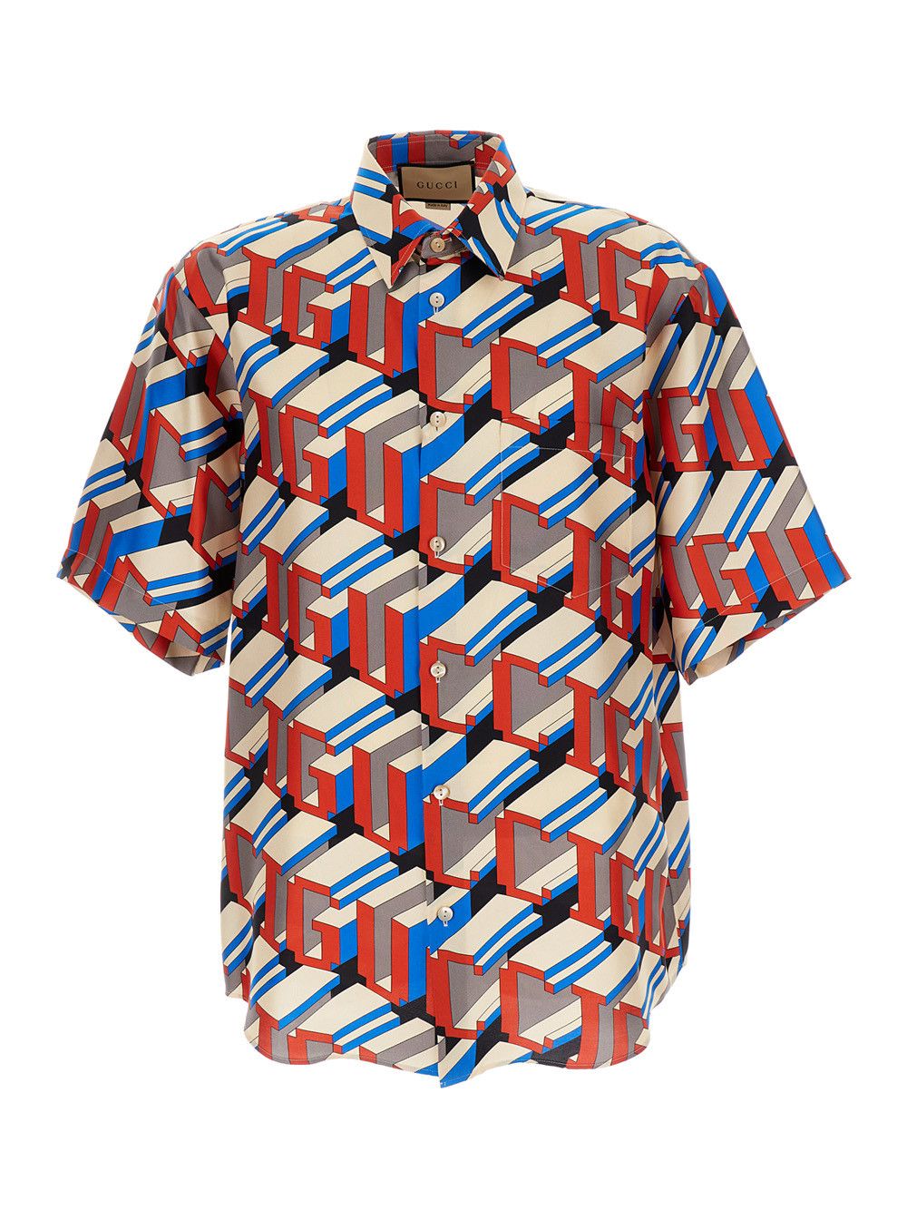 Gucci Multicolor Short Sleeve Shirt with Gucci Pixel Print