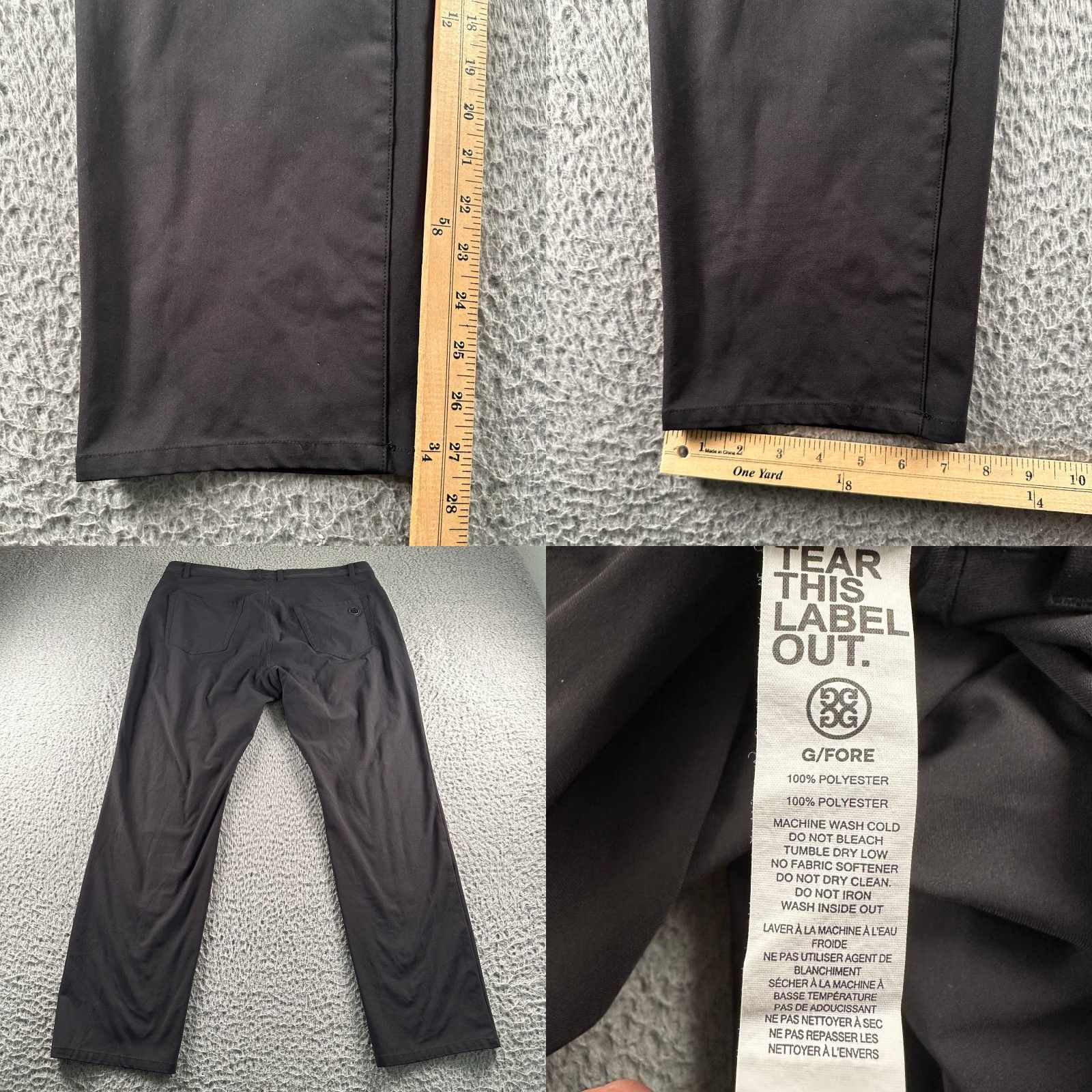 G/FORE G/FORE Pants Mens 36x30 Black Performance Stretch Golf Straight Leg Casual Men Regular Solid Front Flat Front Logo Accents Vintage No Size US 36 / EU 52 - 8 Thumbnail