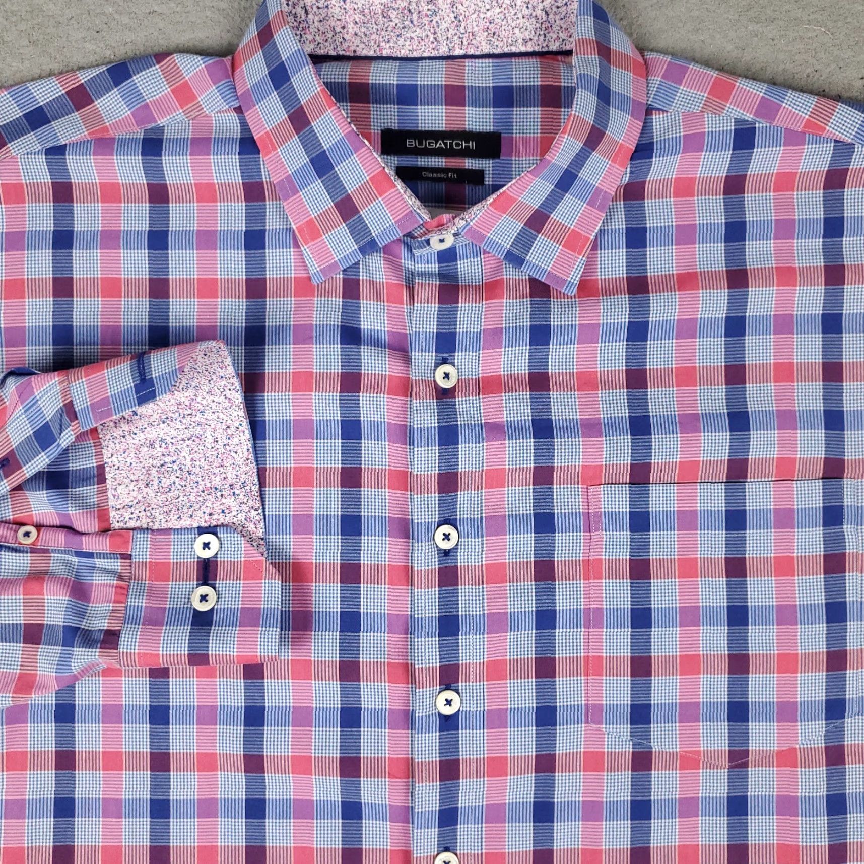 BUGATCHI Bugatchi Uomo Shirt Mens 2XL Blue Plaid Button Up Long Sleeve Classic Fit Casual Business Formal Workwear Mens Size US XXL / EU 58 / 5 - 2 Thumbnail