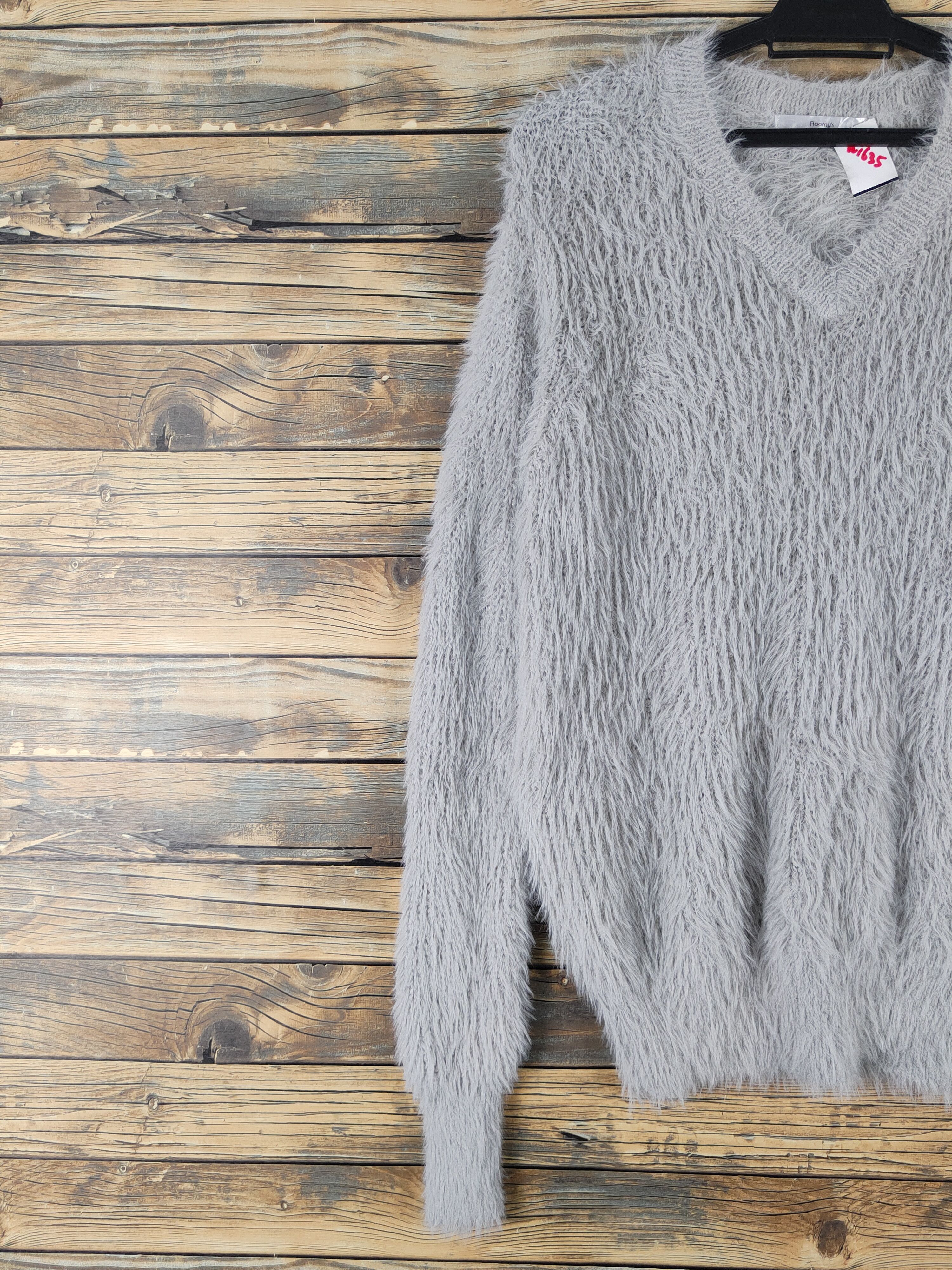 Aran Isles Knitwear Roomy's Gray Shag Shaggy Fur Mohair Knitwear #W1635 Size US M / EU 48-50 / 2 - 3 Thumbnail