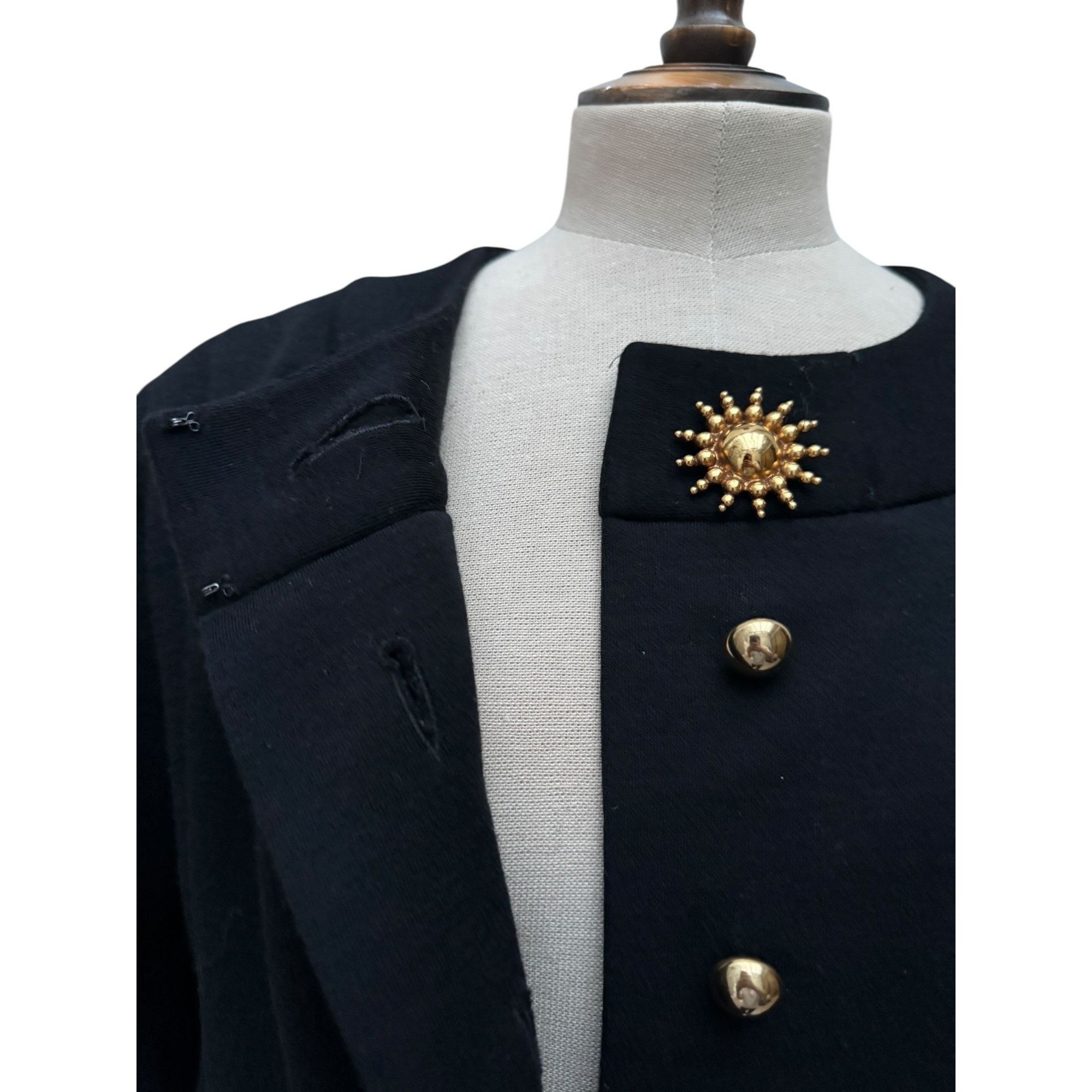 Yves Saint Laurent 1980s Black Wool Dress Size M / US 6-8 / IT 42-44 - 6 Thumbnail