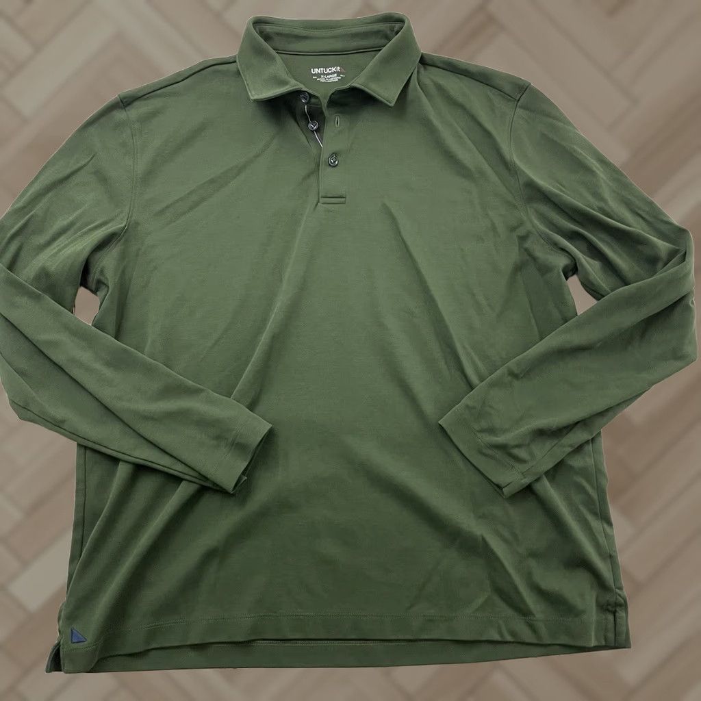 UNTUCKit UNTUCKit Long Sleeve Rugby Shirt Men's XL Green Cotton Size US XL / EU 56 / 4 - 1 Thumbnail