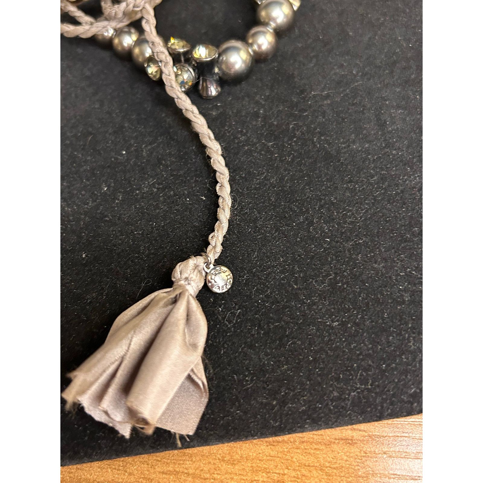 J.Crew J. Crew Hematite Tone Beads Rhinestone Braided Cord Necklace Size ONE SIZE - 6 Thumbnail