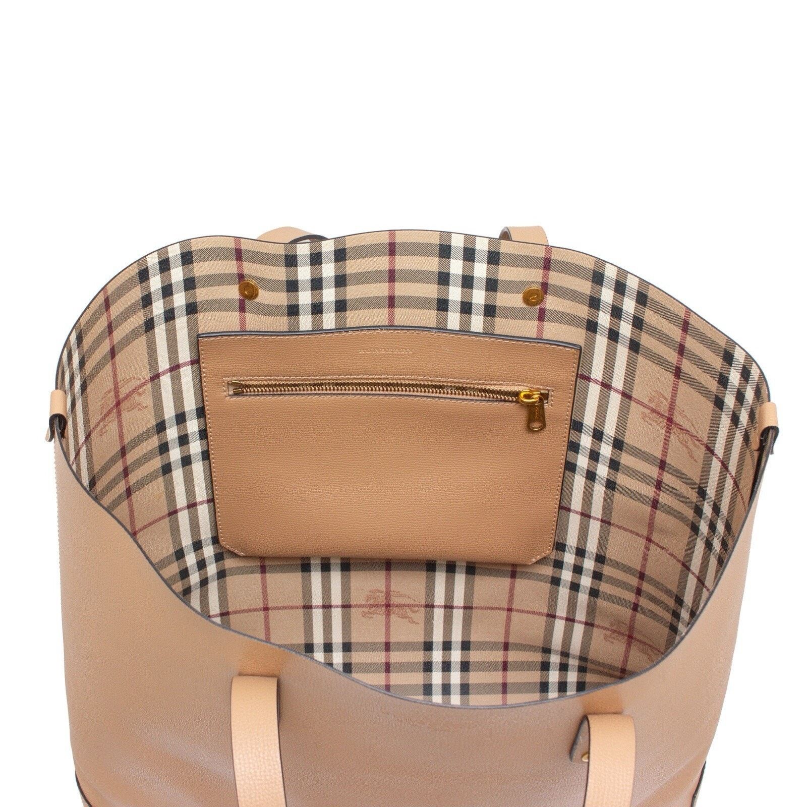 Burberry 1.8k$ Burberry Camel XL Leather Haymarket Check Tote Bag Size ONE SIZE - 9 Thumbnail