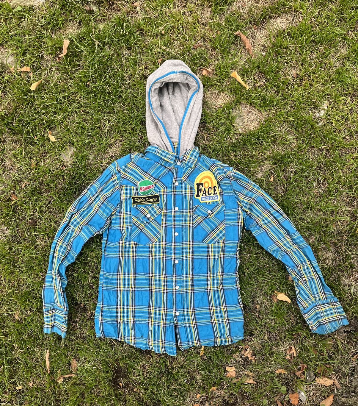 Japanese Brand Flannel Double Layer Patchwork Hoodie Sweater Y2K Style Vtg Size US M / EU 48-50 / 2 - 1 Thumbnail