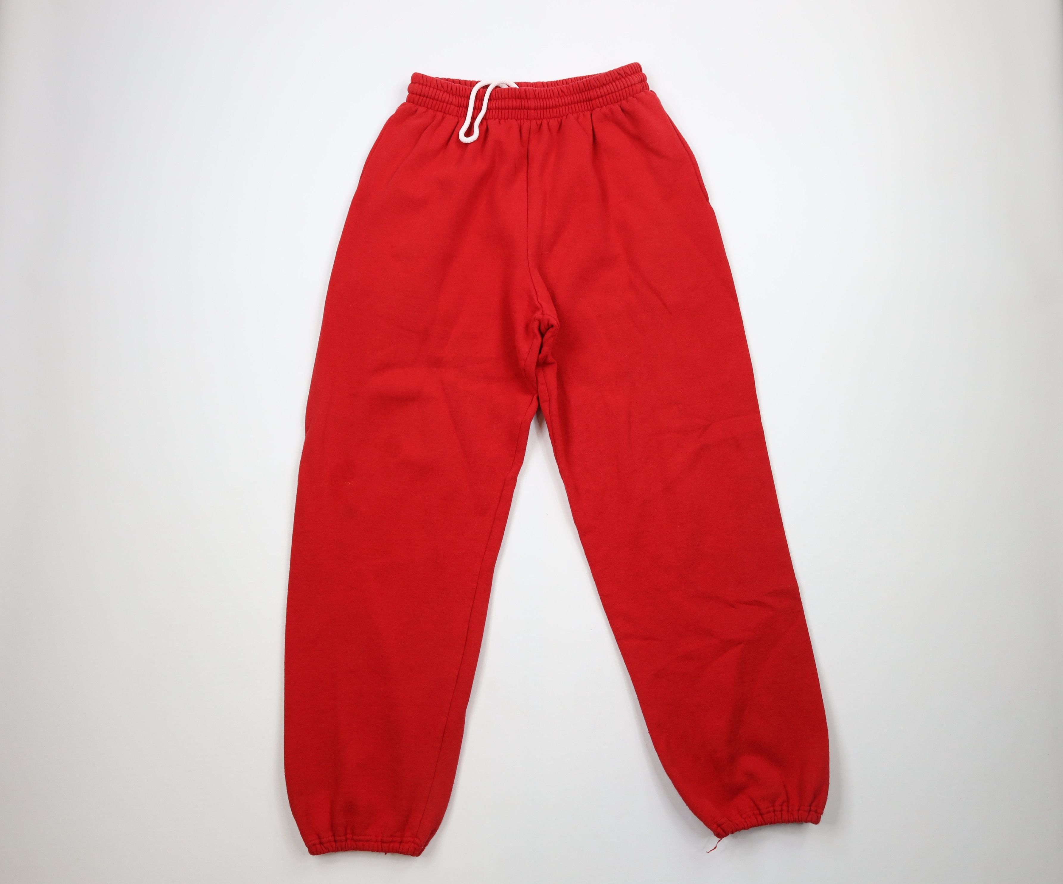 Vintage Vintage 90s Streetwear Blank Cuffed Sweatpants Joggers Red Size US 34 / EU 50 - 1 Thumbnail