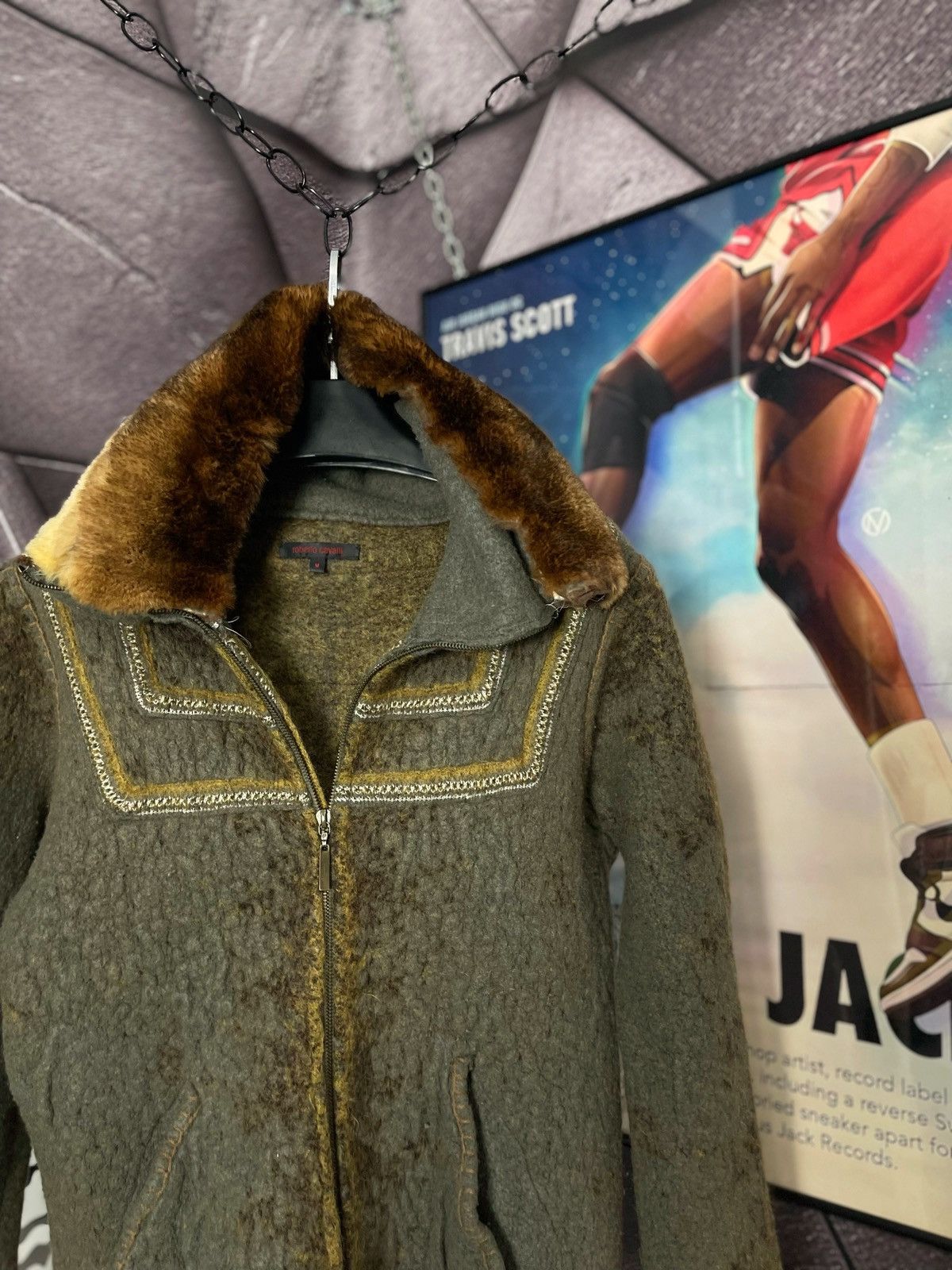 Roberto Cavalli × Vintage VINTAGE WOOL COAT with fur collar Roberto Cavalli Size M Size US M / EU 48-50 / 2 - 3 Thumbnail